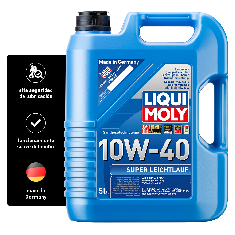 Aceite para Motor, Liqui Moly, Super Leichtlauf SAE, 10W-40, Sintético, 5 L