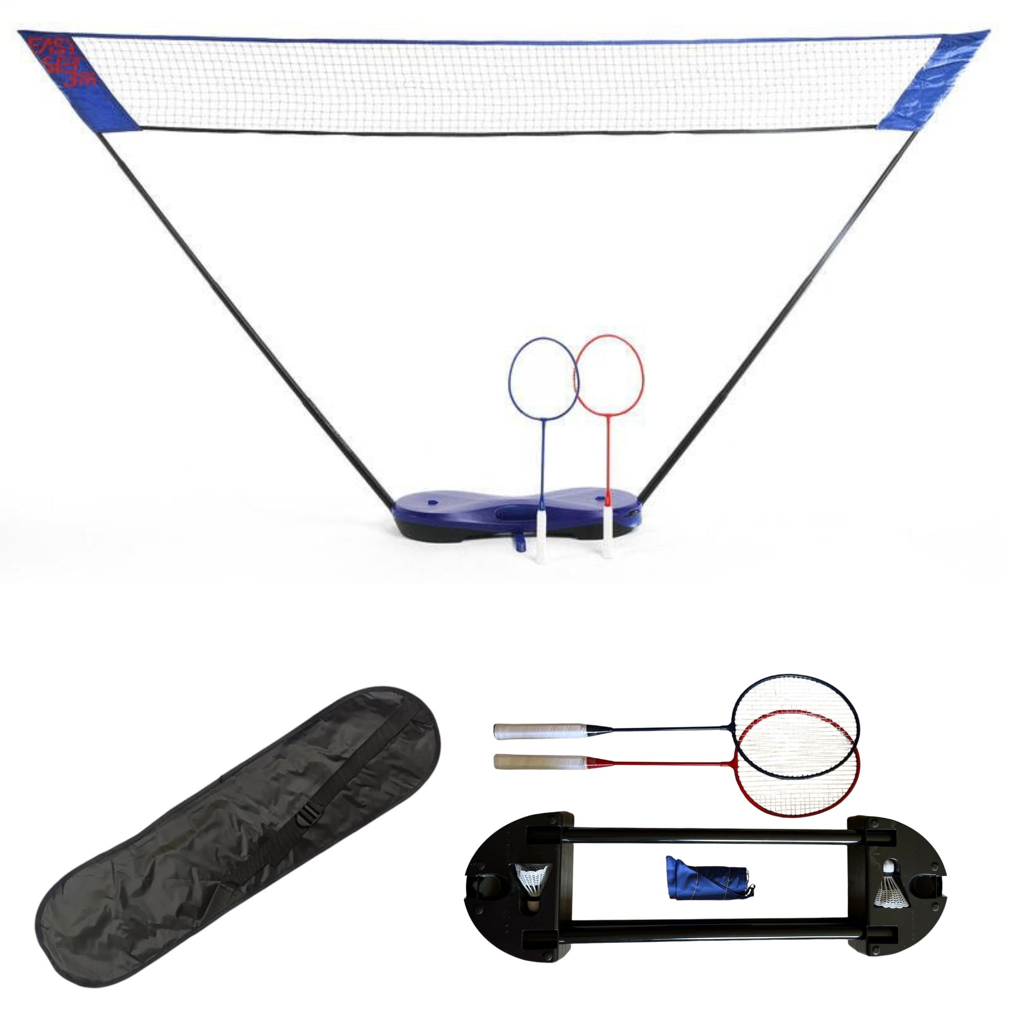 Juego Set de Badminton con Red, Base, 2 Raquetas, 2 Gallitos, Funda Portatil