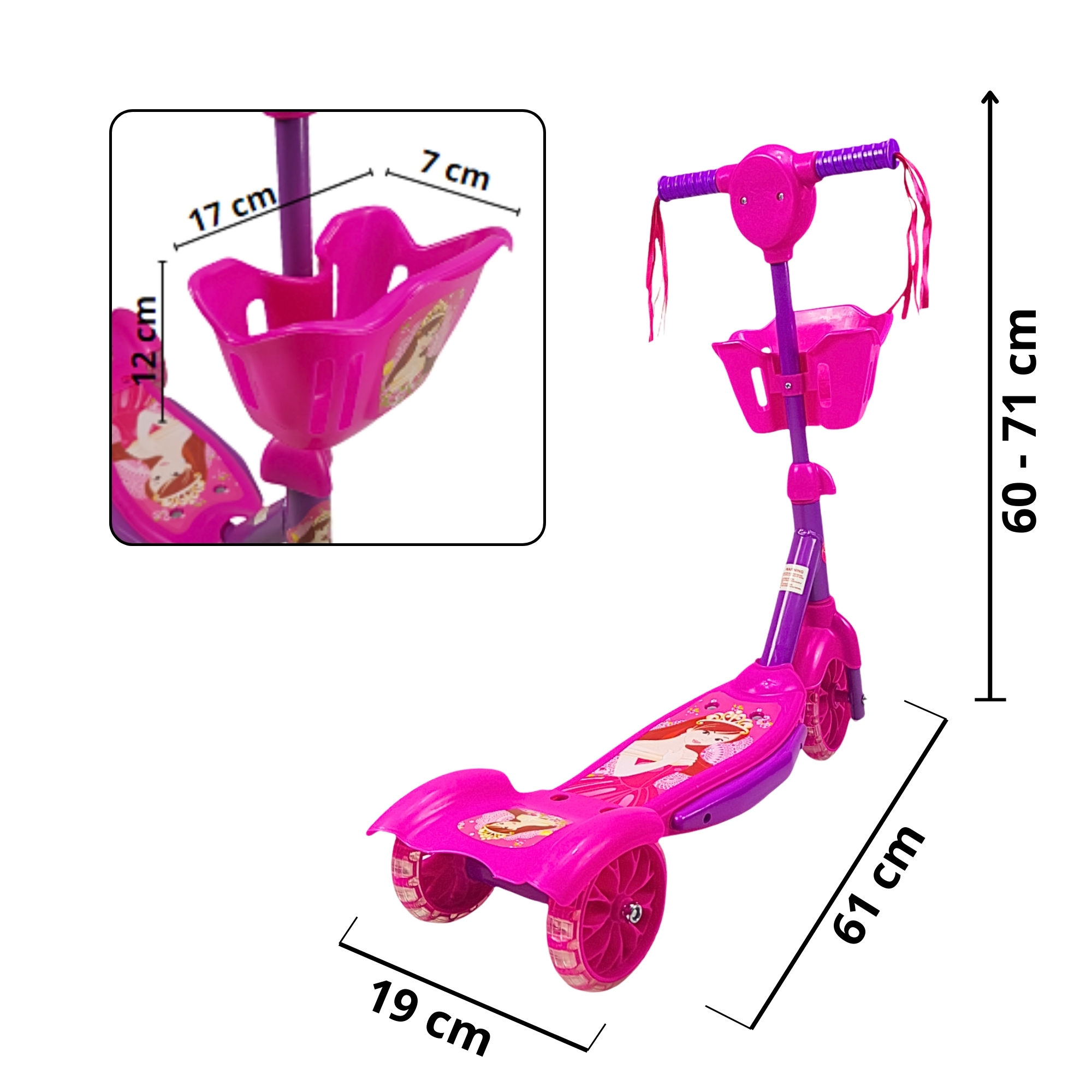 Scooter para Niños Patinete del Diablo Luces y Sonidos,Ajustable  - Purpura