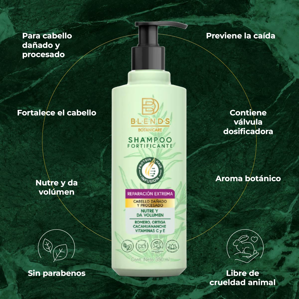 Shampoo Reparación Extrema Blends Botanicare 350ml