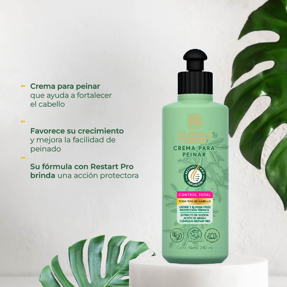 Crema para Peinar Fortificante Control Blends Bortanicare 240ml