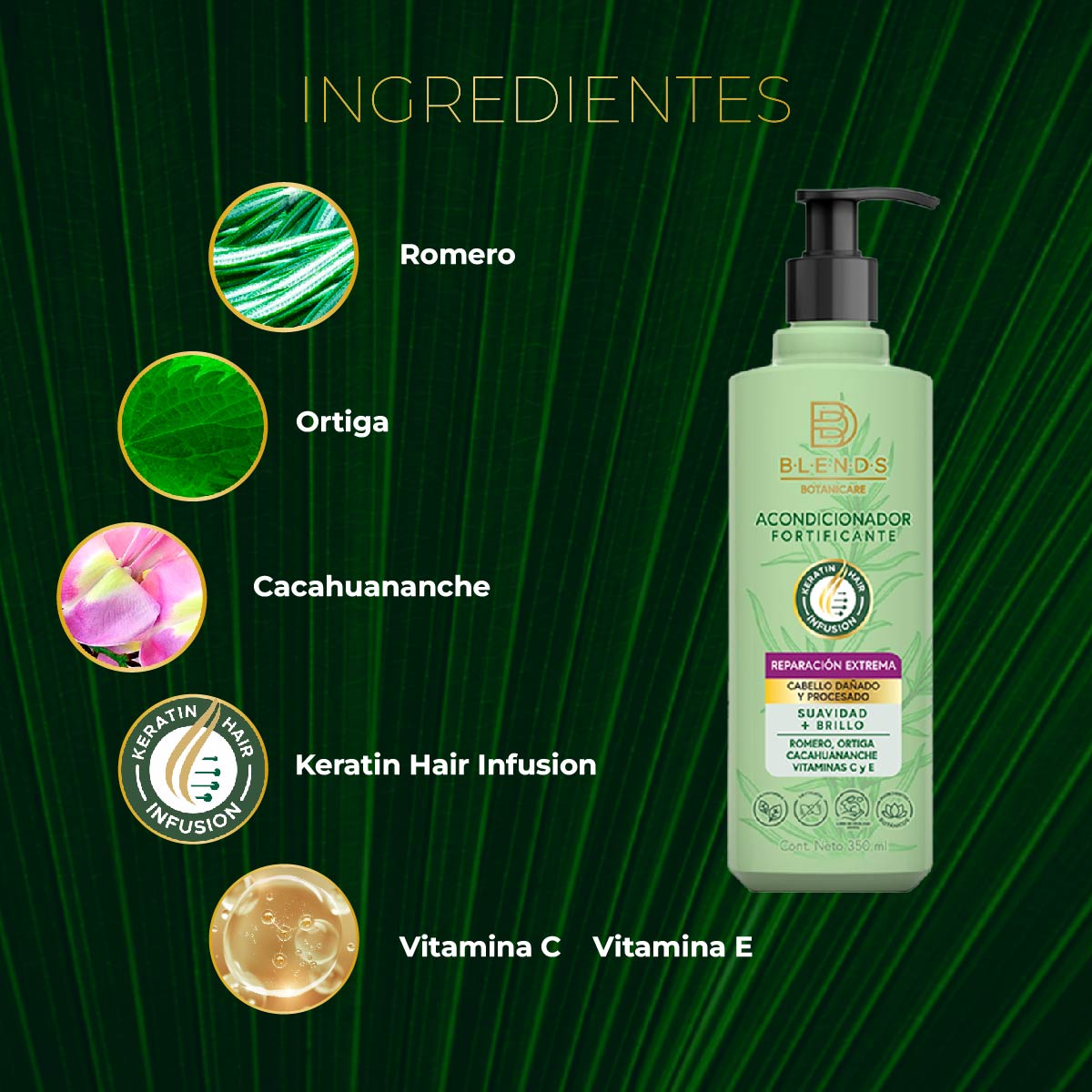 Acondicionador Fortificante Reparación Extrema Blends Botanicare 350ml