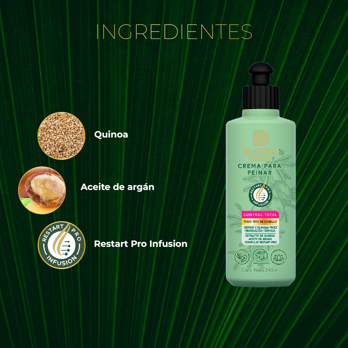 Crema para Peinar Fortificante Control Blends Bortanicare 240ml