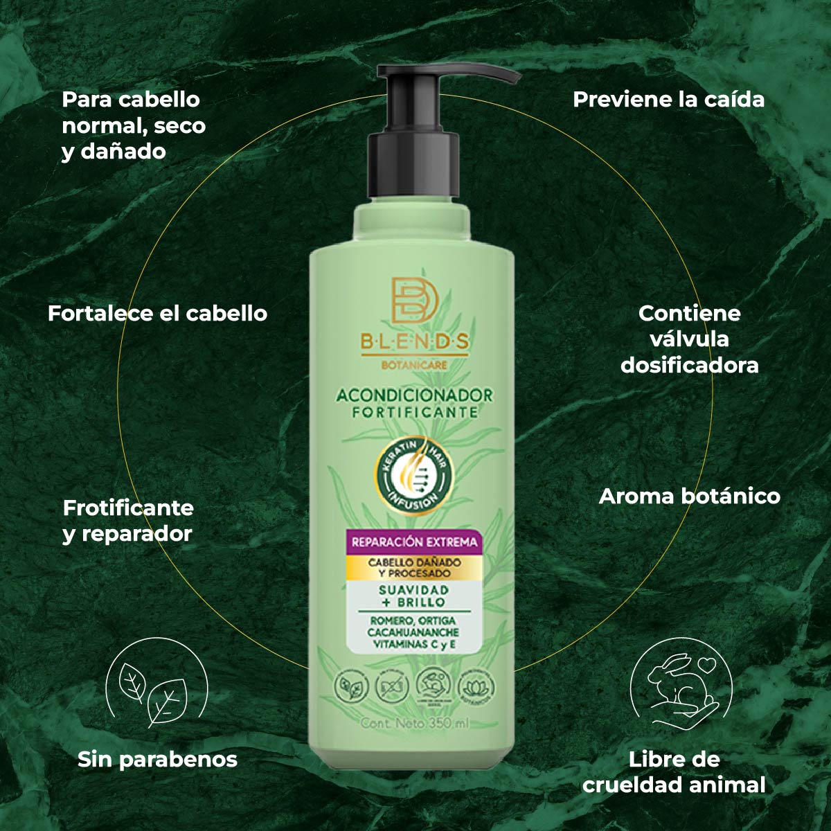 Acondicionador Fortificante Reparación Extrema Blends Botanicare 350ml