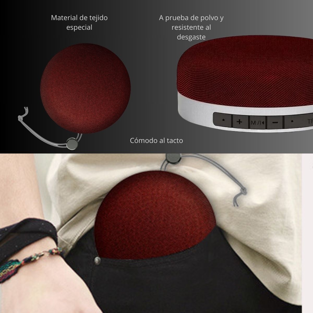 Bocina Altavoz Portátil Bluetooth Subwoofer D60 HiFi Sonido Envolvente 360 1200mAh COLOR VINOTINTO.