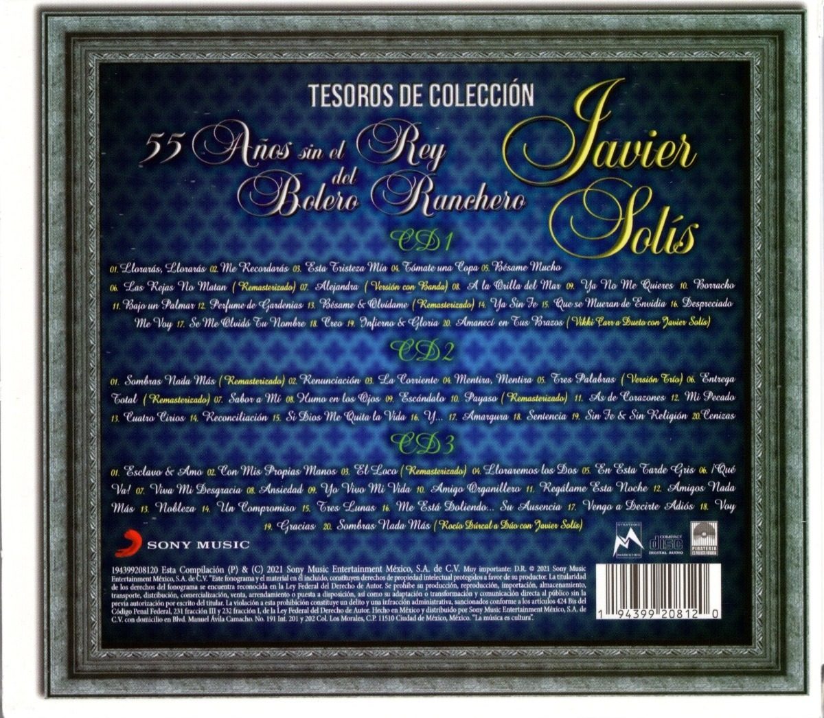 Javier Solis - Tesoros De Coleccion - Boxset 3 Discos Cd.