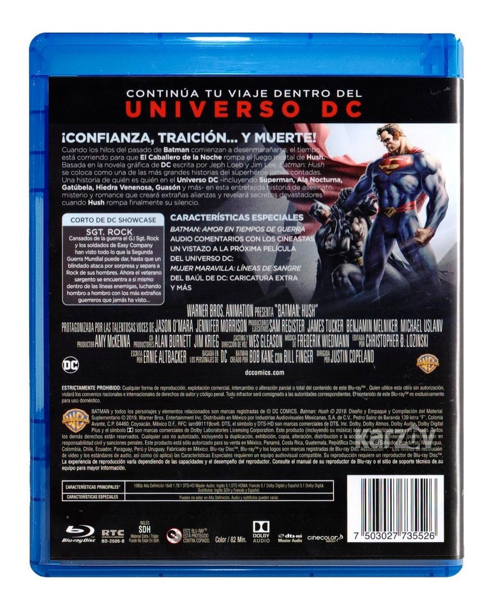Batman Hush Dc Comics Pelicula Blu-ray