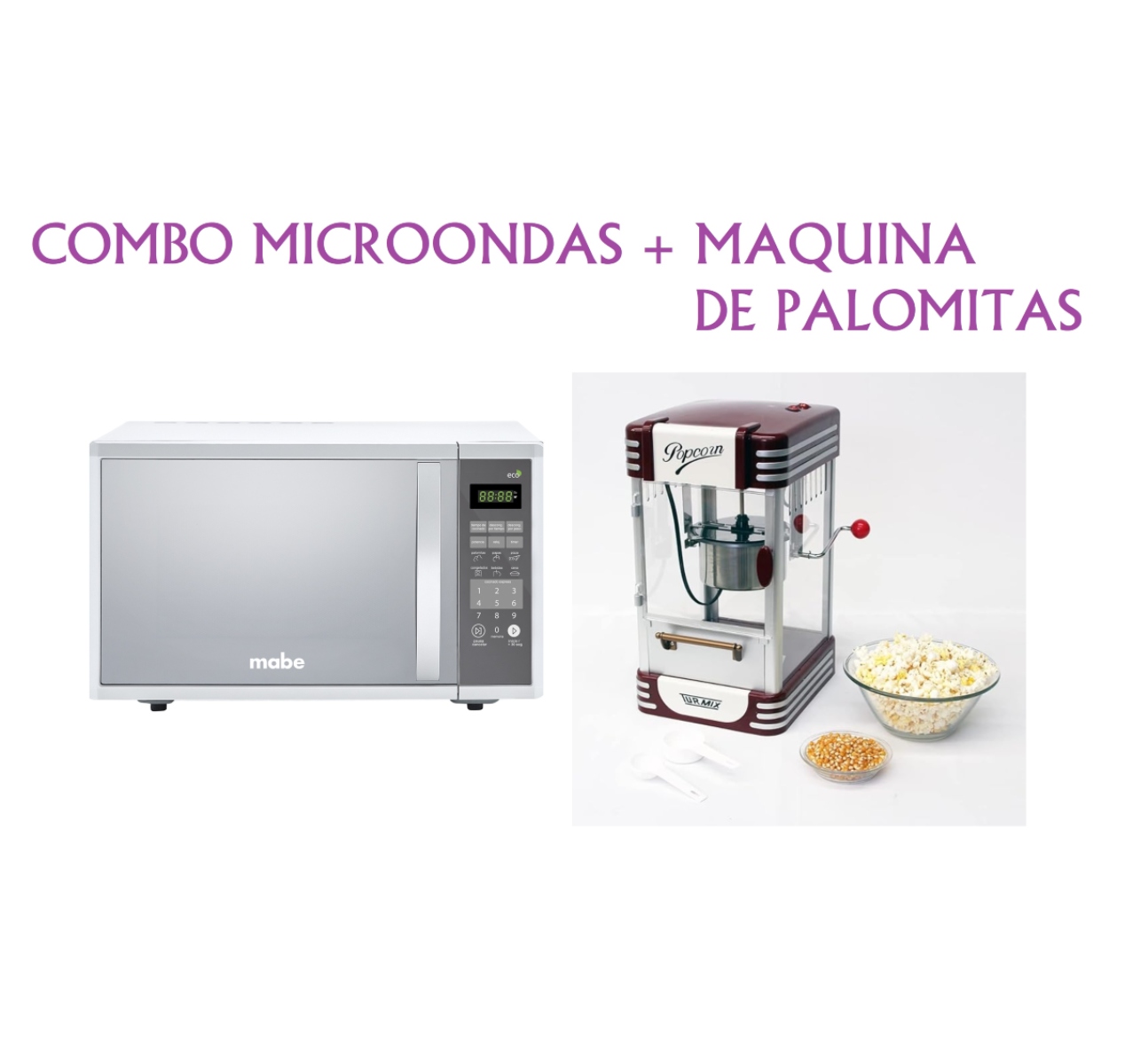 Combo Horno de Microondas Mabe 1.1 Pies + Maquina de Palomitas Turmix Vintage ORT/ENDY17