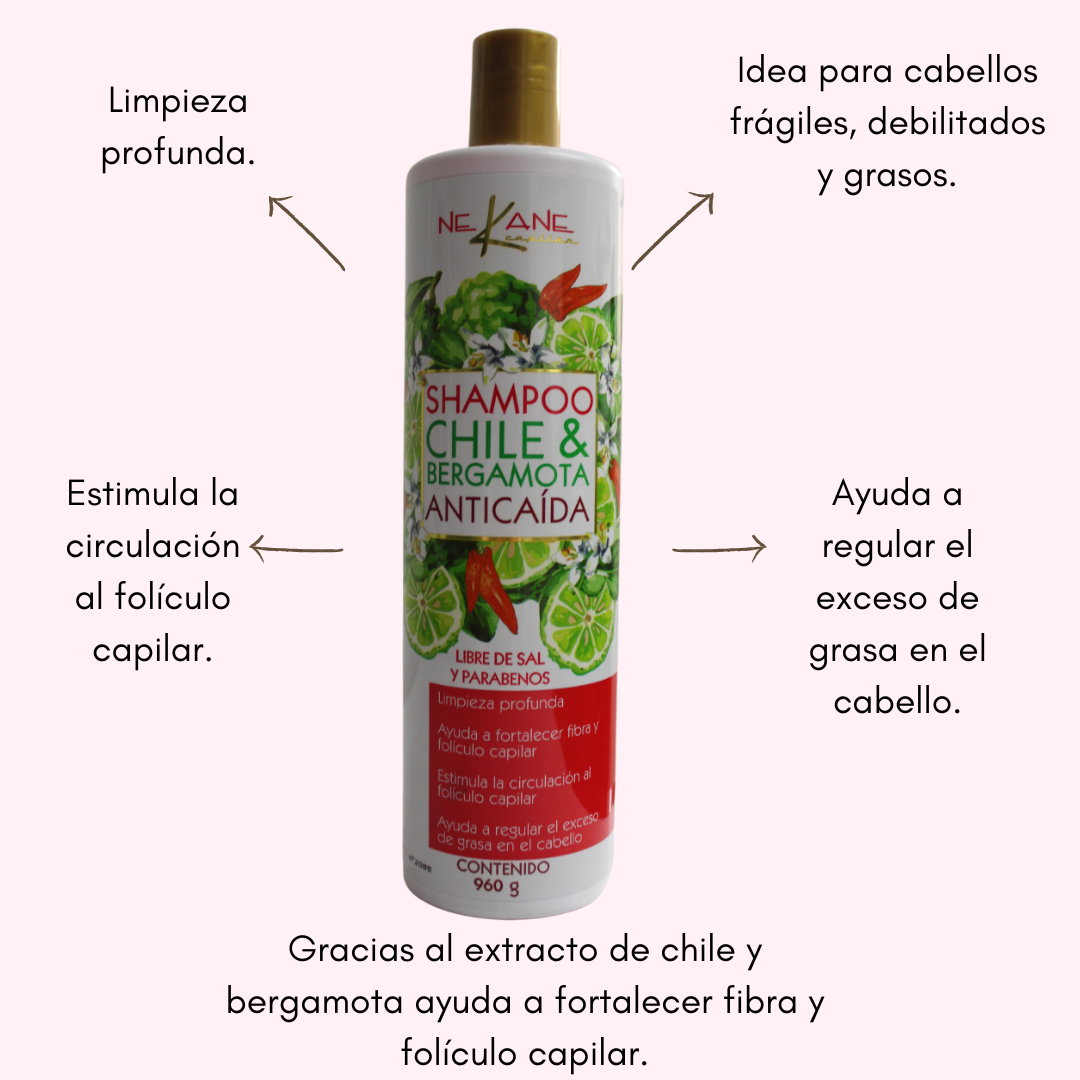 NEKANE Shampoo Chile & Bergamota Anticaida 960ml 