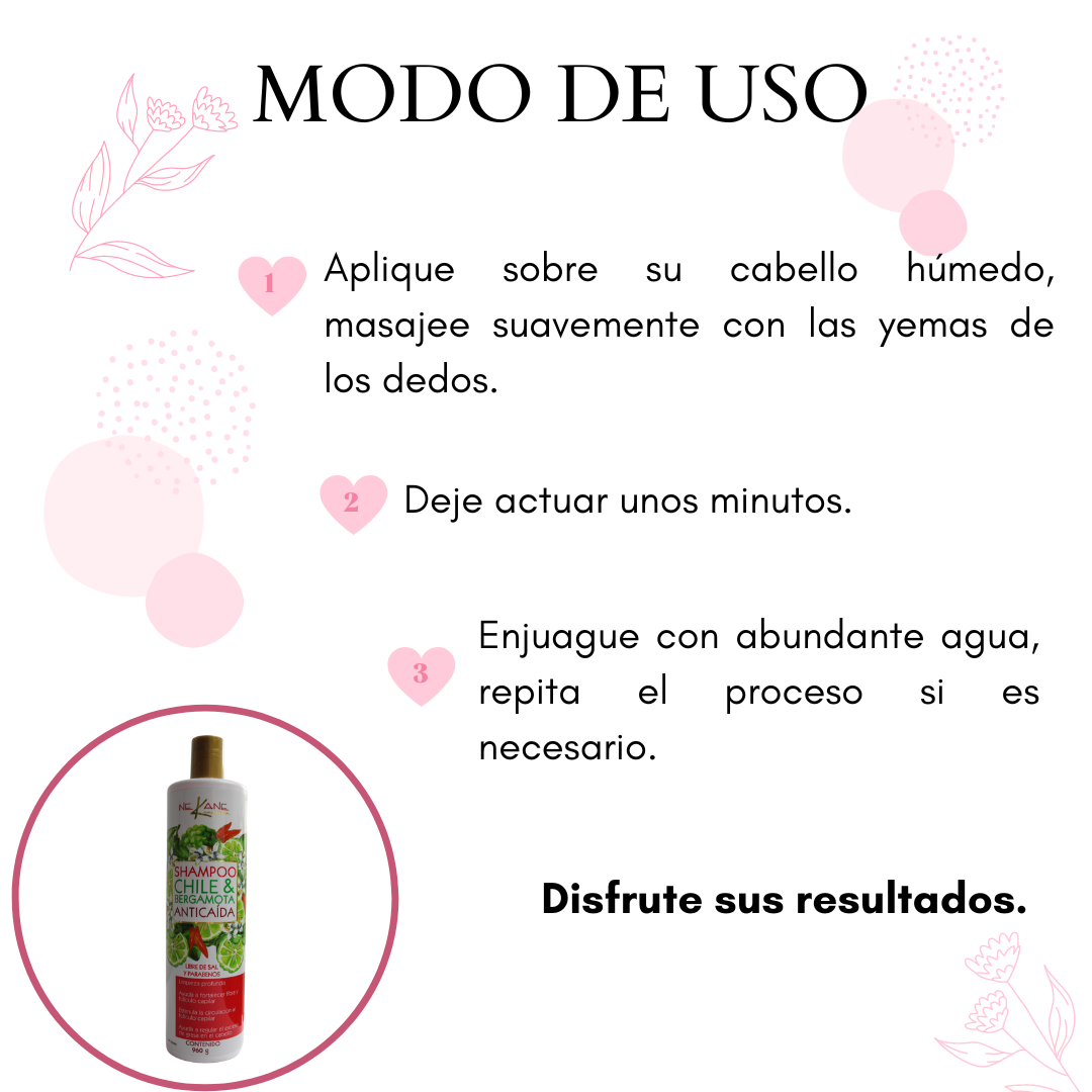 NEKANE Shampoo Chile & Bergamota Anticaida 960ml 