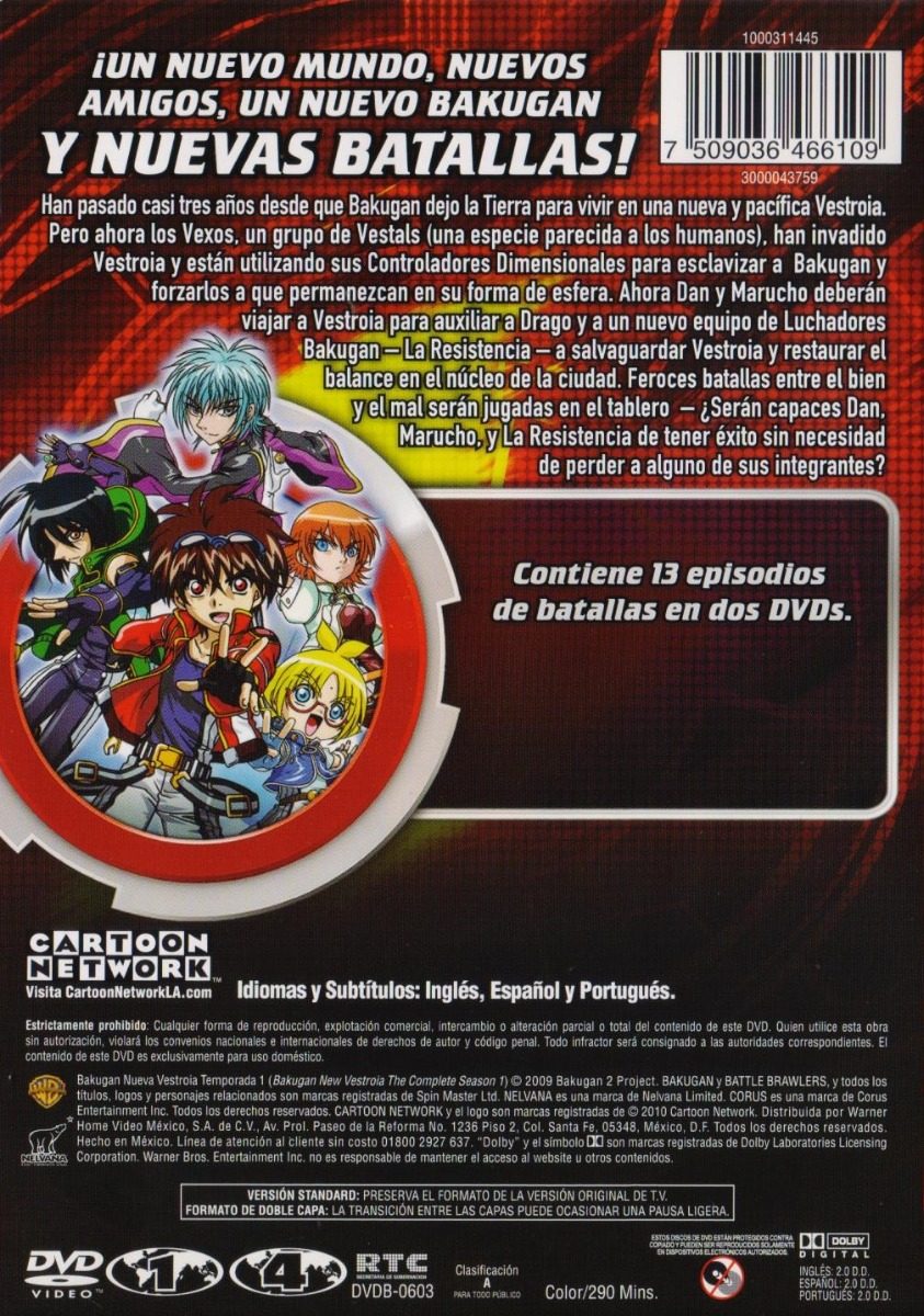 Bakugan Battle Brawlers Nueva Vestroia Temporada 1 Uno Dvd