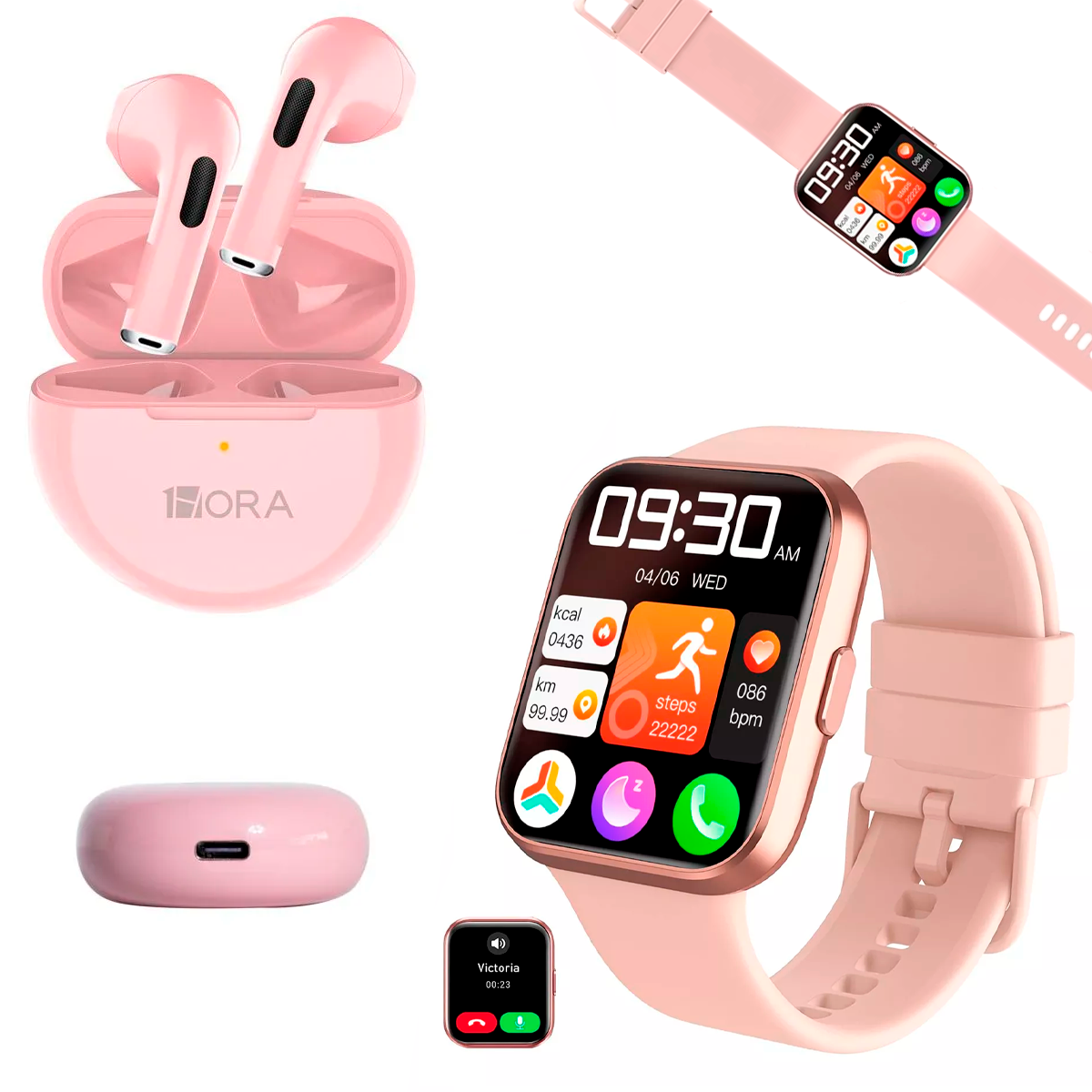 Reloj Inteligente Para Damas Smartwatch Pantalla Tactil Mas Audifonos 1 Hora Bluetooth Inalambricos Wireless In ear Aerbuds