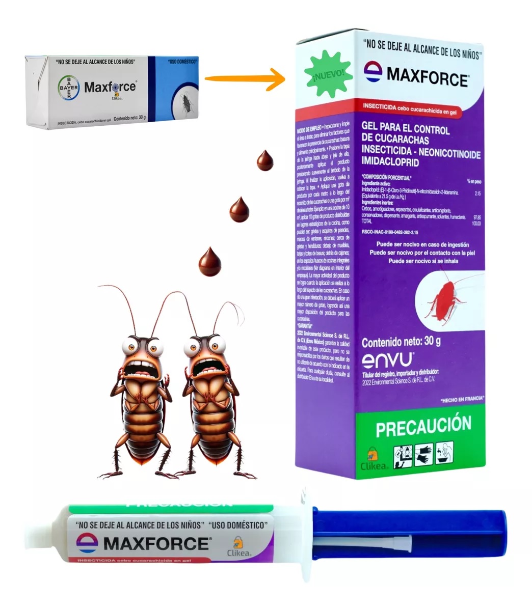 Max Force De Bayer Jeringa Con 30 Gramos Cebo Para Cucaracha.