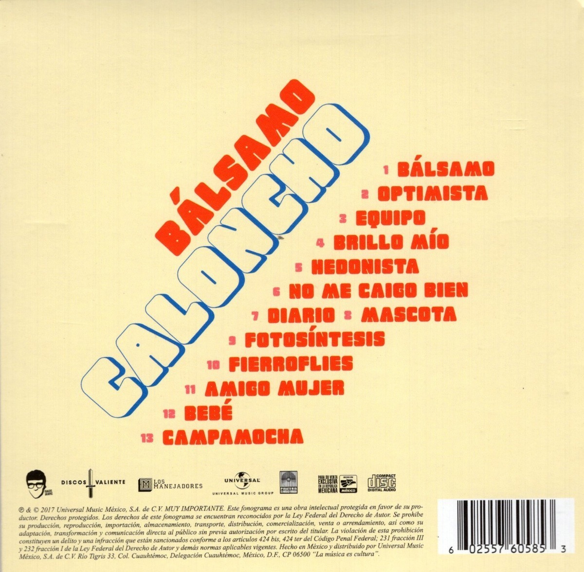 Caloncho Balsamo Disco Cd Con 13 Canciones.