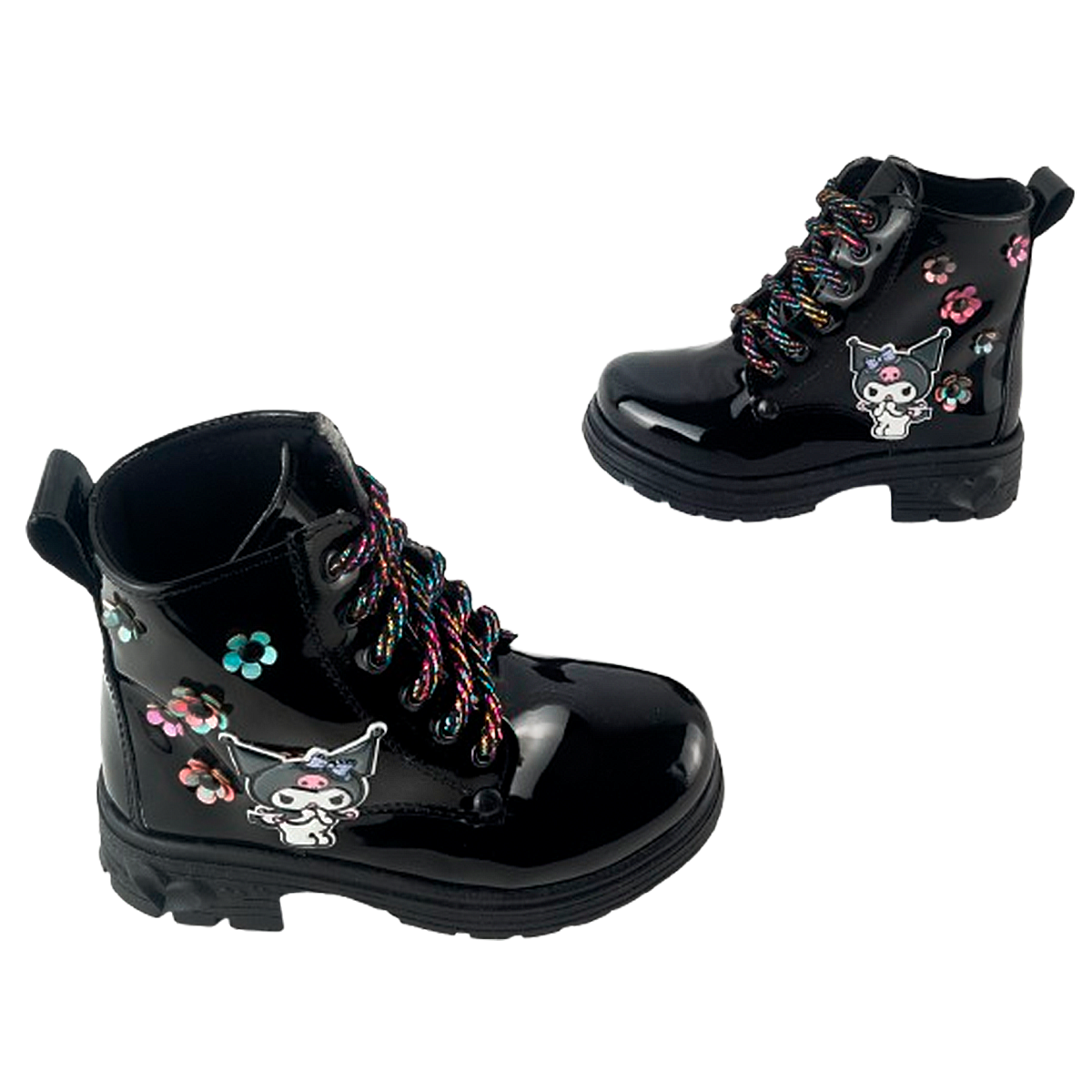 Botas Niña Kuromi Cómodas Charol Negro Casual