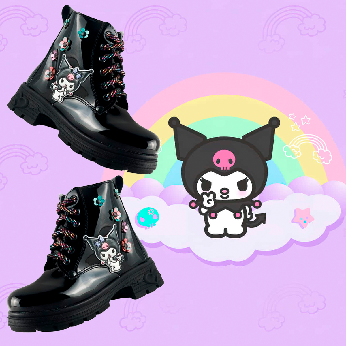 Zapatos Botas Patentes Para NiÃ±as Botas Niña Kuromi Cómodas