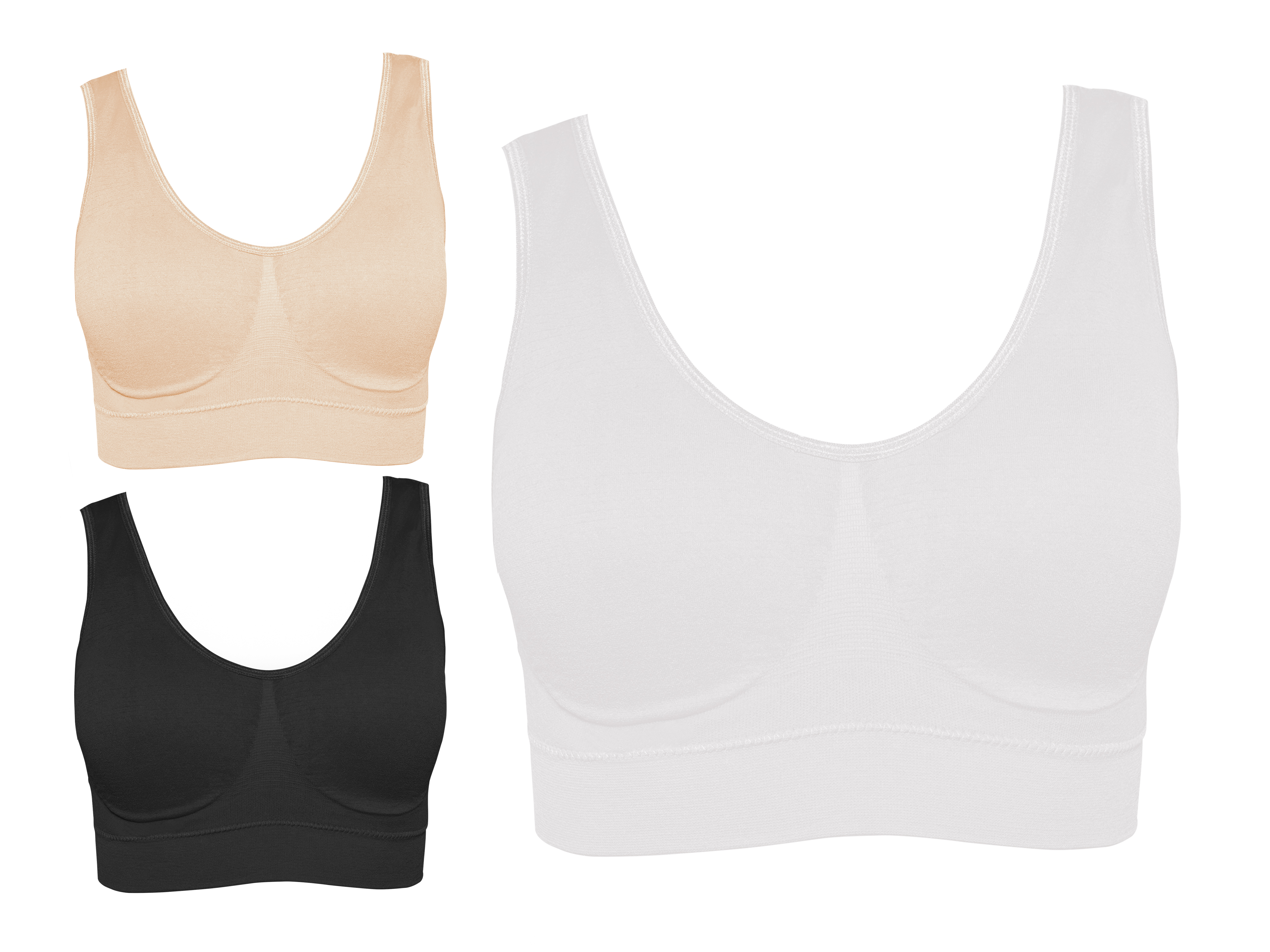 Top Deportivo para Mujer | Brasier para ejercicio de Dama | Paquete de 3 Tops colores Beige, Blanco y Negro