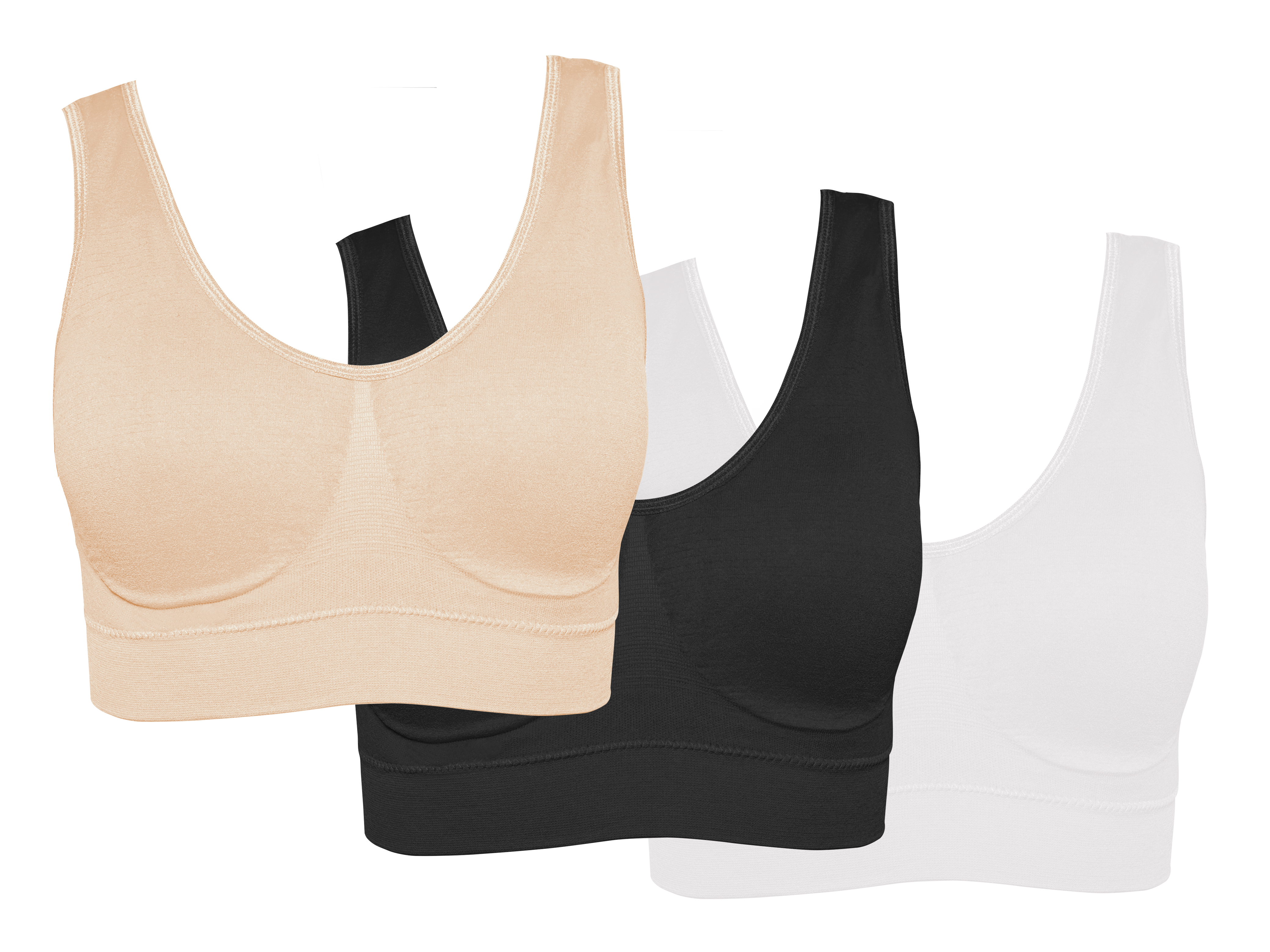 Top Deportivo para Mujer | Brasier para ejercicio de Dama | Paquete de 3 Tops colores Beige, Blanco y Negro