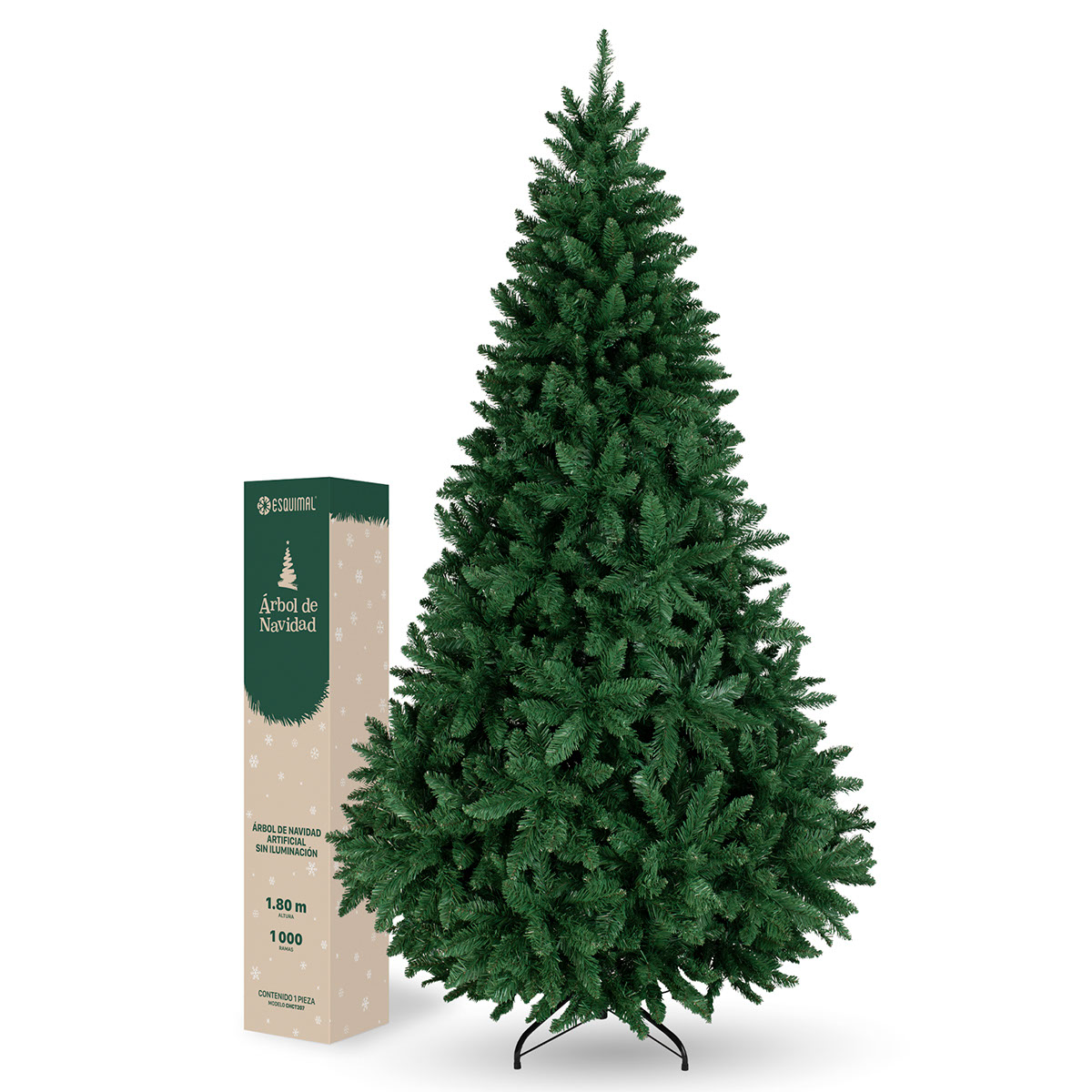 Árbol de Navidad Pino Navideño de 1.8m 1000 Ramas - Verde para ESQUIMAL