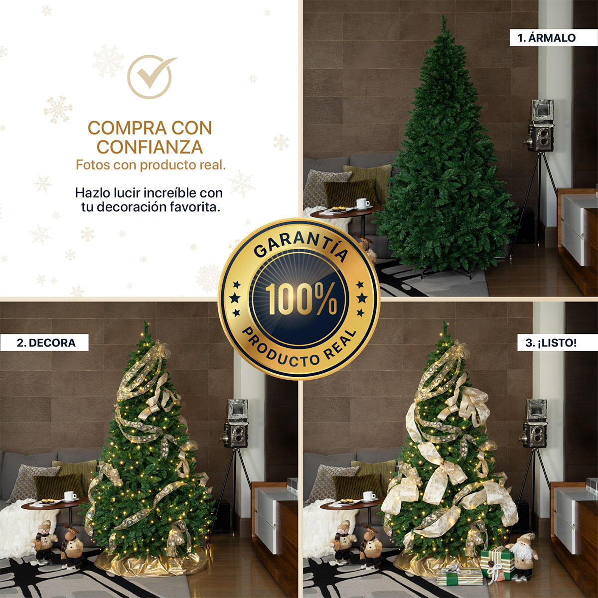 Árbol de Navidad Pino Navideño de 1.8m 1000 Ramas - Verde para ESQUIMAL