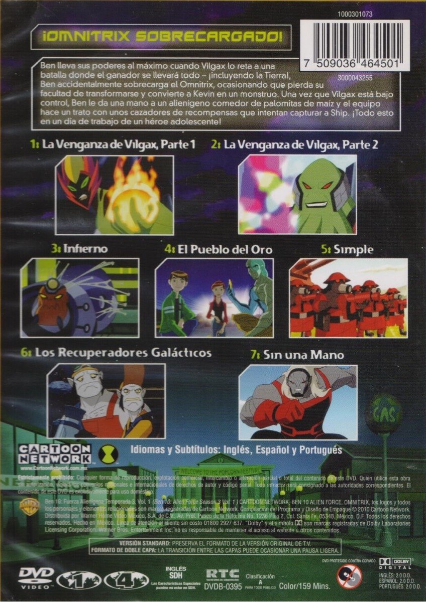 Ben 10 Fuerza Alienigena Temporada 3 Tres Vol 1 Uno Dvd