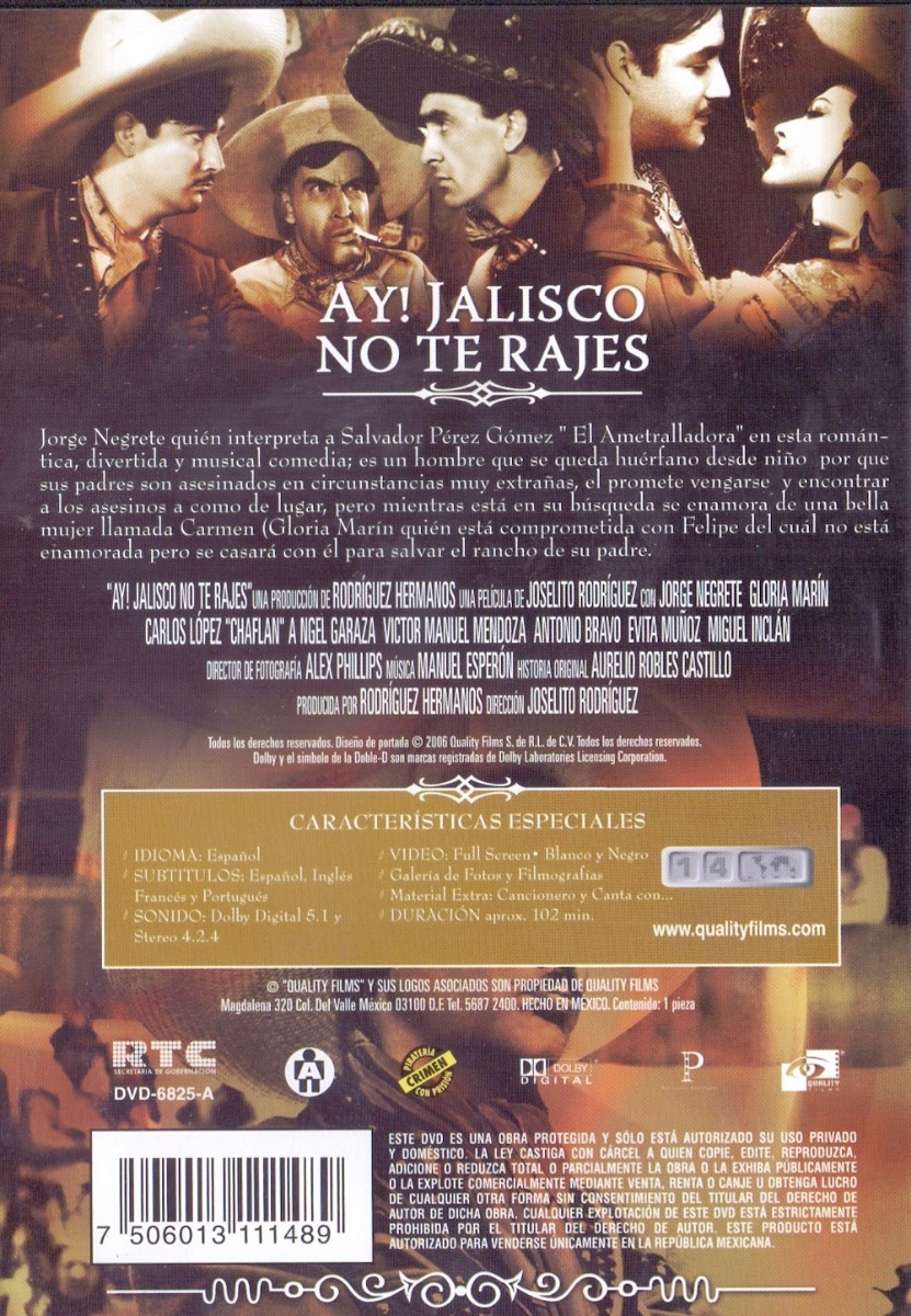 Ay ! Jalisco No Te Rajes 1941 Jorge Negrete Pelicula Dvd.