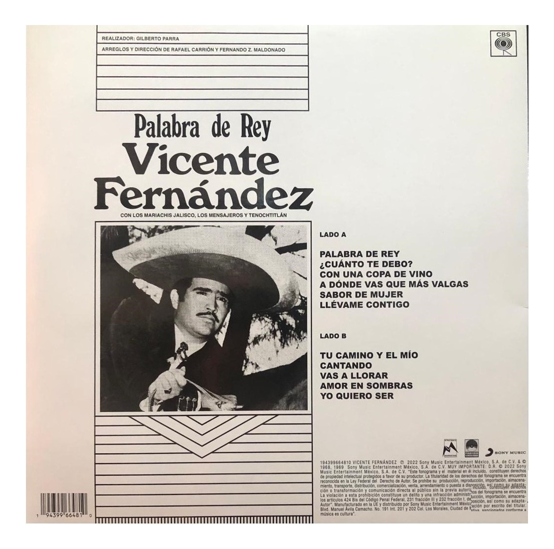 Vicente Fernandez Palabra De Rey Lp Vinyl