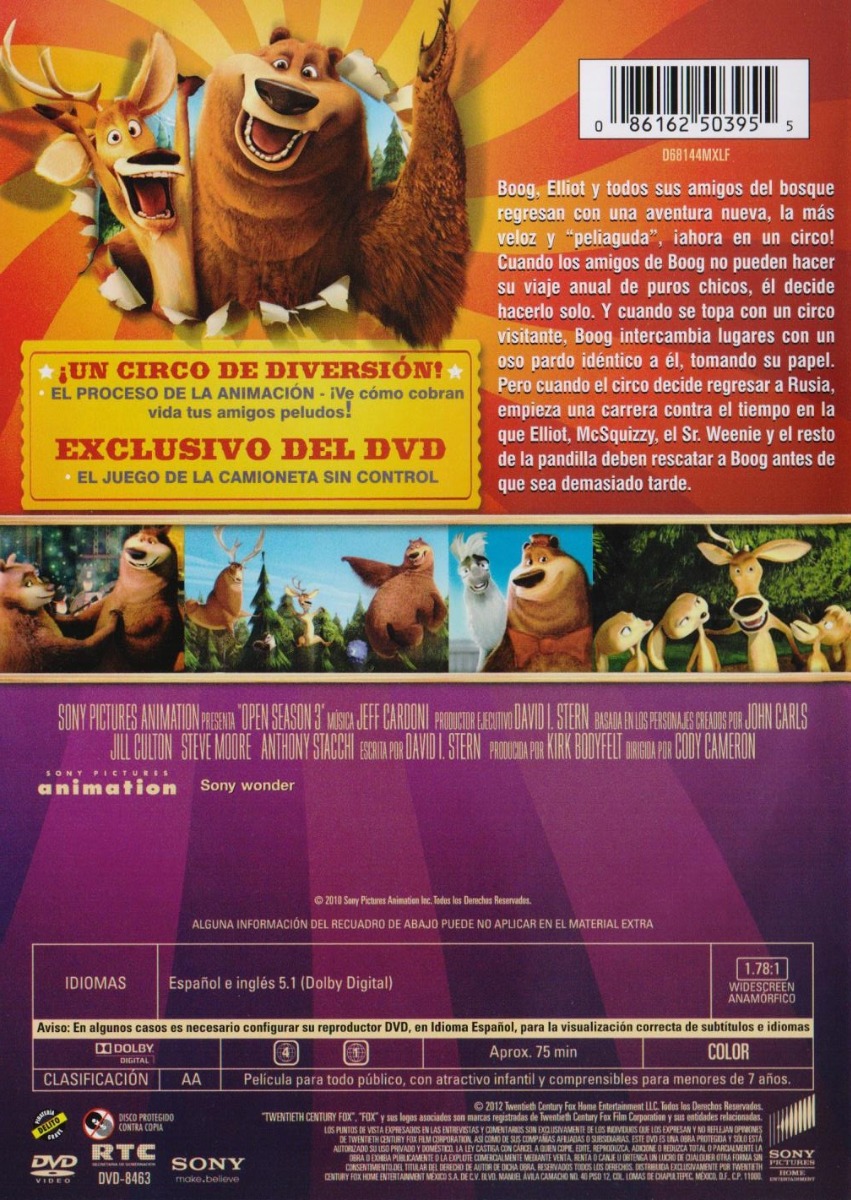 Open Season 3 Tres Amigos Salvajes Jaime Camil Pelicula Dvd
