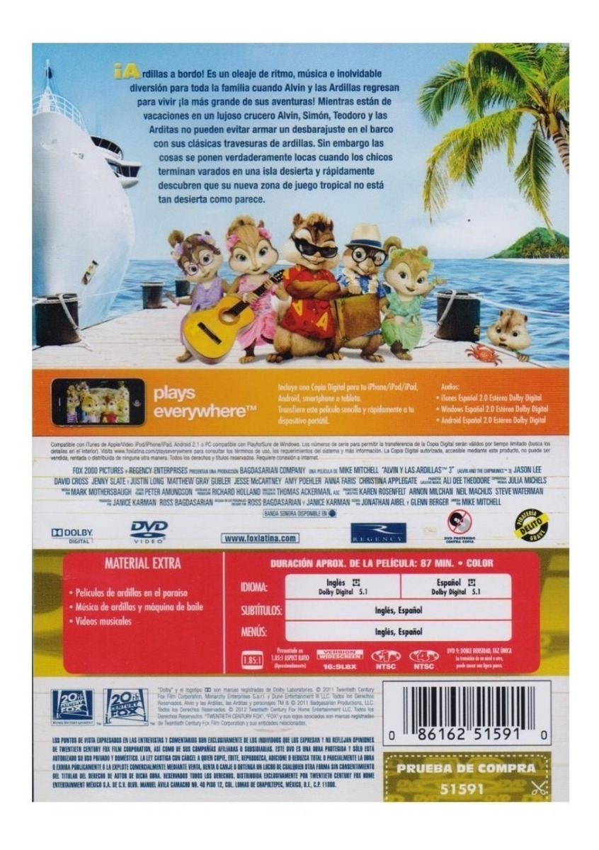 Alvin Y Las Ardillas 3 Tres Pelicula Dvd