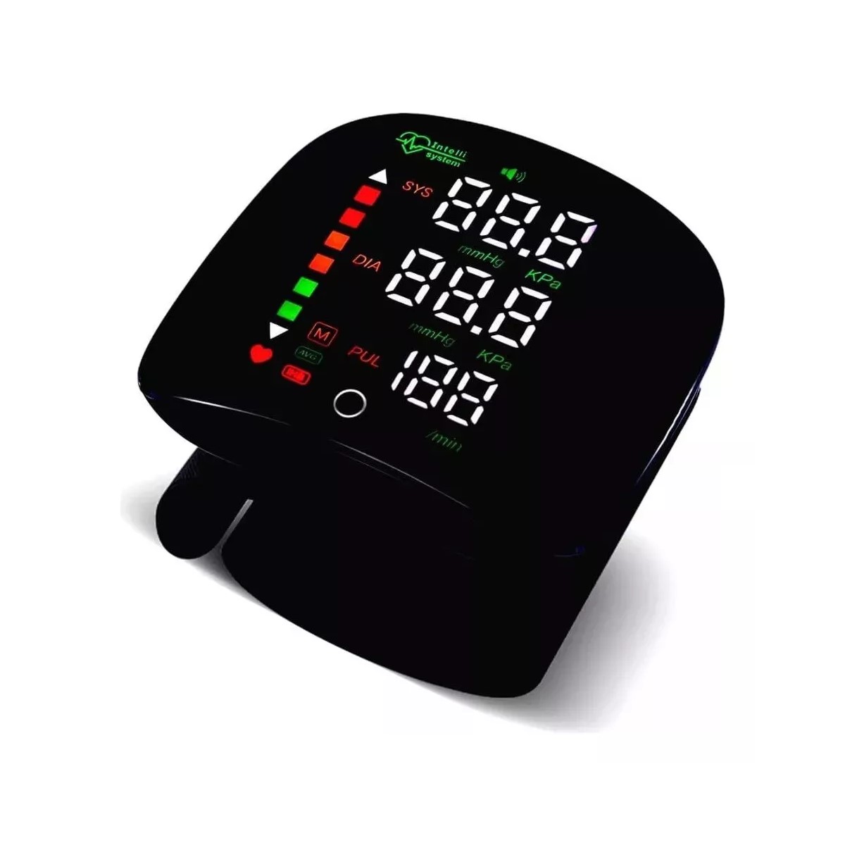 Monitor de presión arterial muñeca voz recargable USB pantalla led