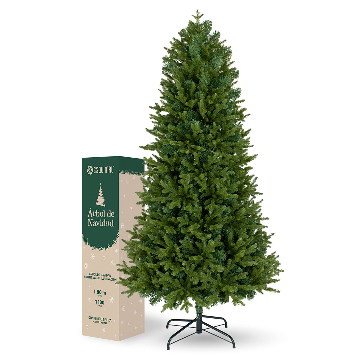 Árbol de Navidad Pino Navideño de 1.8m 1100 Ramas - Verde Olivo Para ESQUIMAL