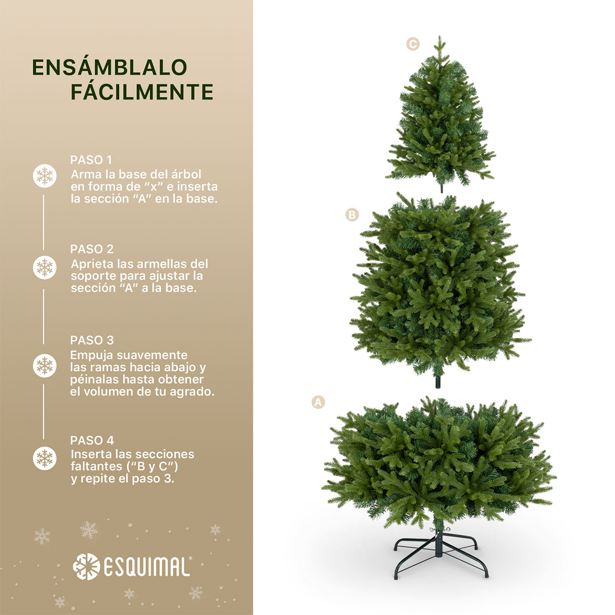 Árbol de Navidad Pino Navideño de 1.8m 1100 Ramas - Verde Olivo Para ESQUIMAL