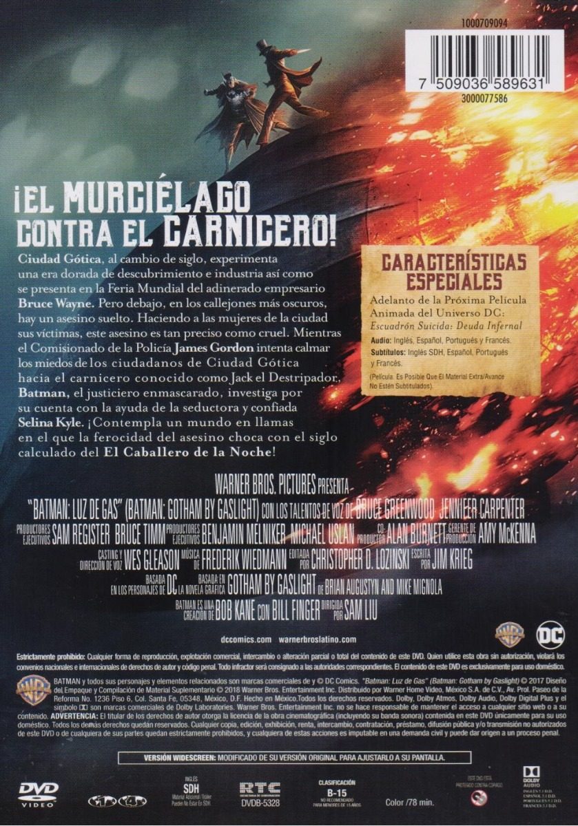 Batman Luz De Gas Gotham By Gaslight Dc Pelicula Dvd