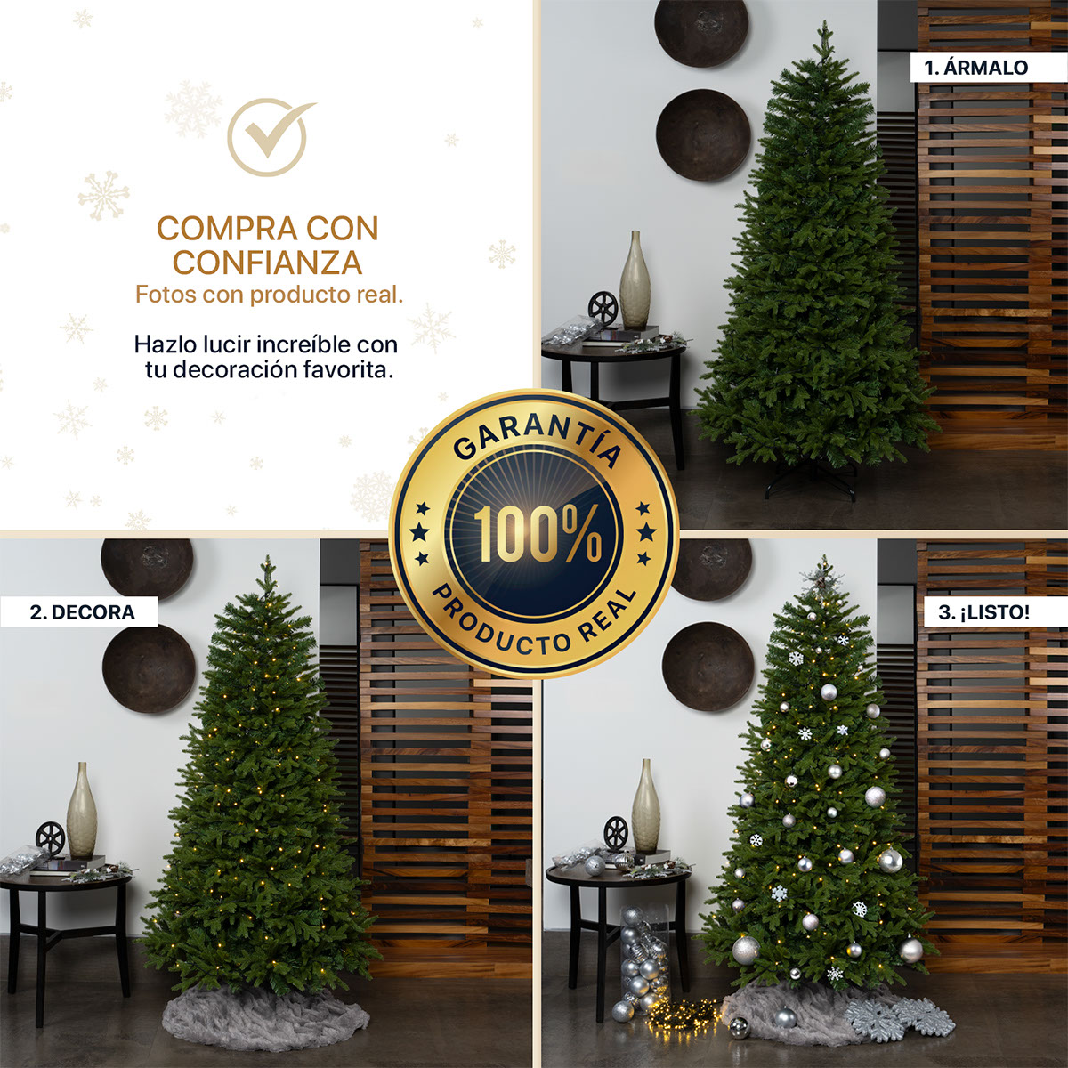 Árbol de Navidad Pino Navideño de 1.8m 1100 Ramas - Verde Olivo Para ESQUIMAL