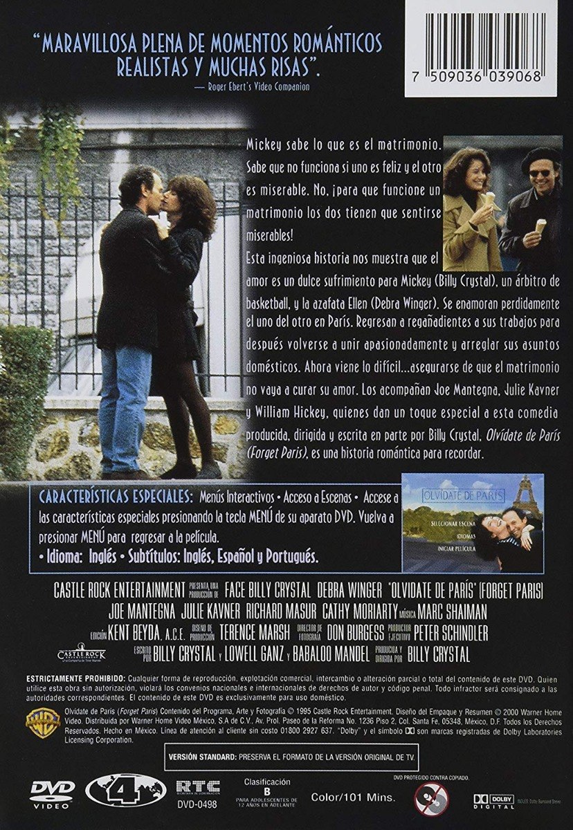 Olvídate De Paris Forget Paris Billy Crystal Pelicula Dvd