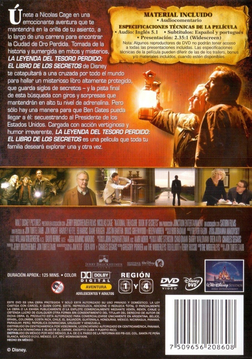 La Leyenda Del Tesoro Perdido 2 Nicolas Cage Pelicula Dvd