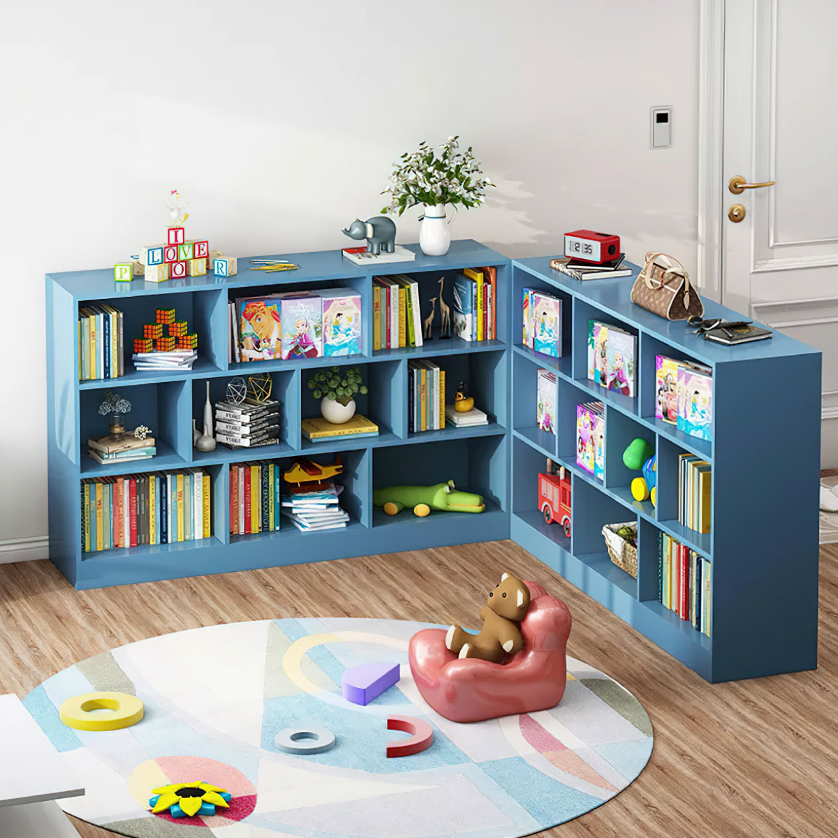 Ilios Innova Organizador de 10 Cubos, librero para Sala, Estancia, Oficina o estudio Estante Multifuncional Elegante librero minimalista. 