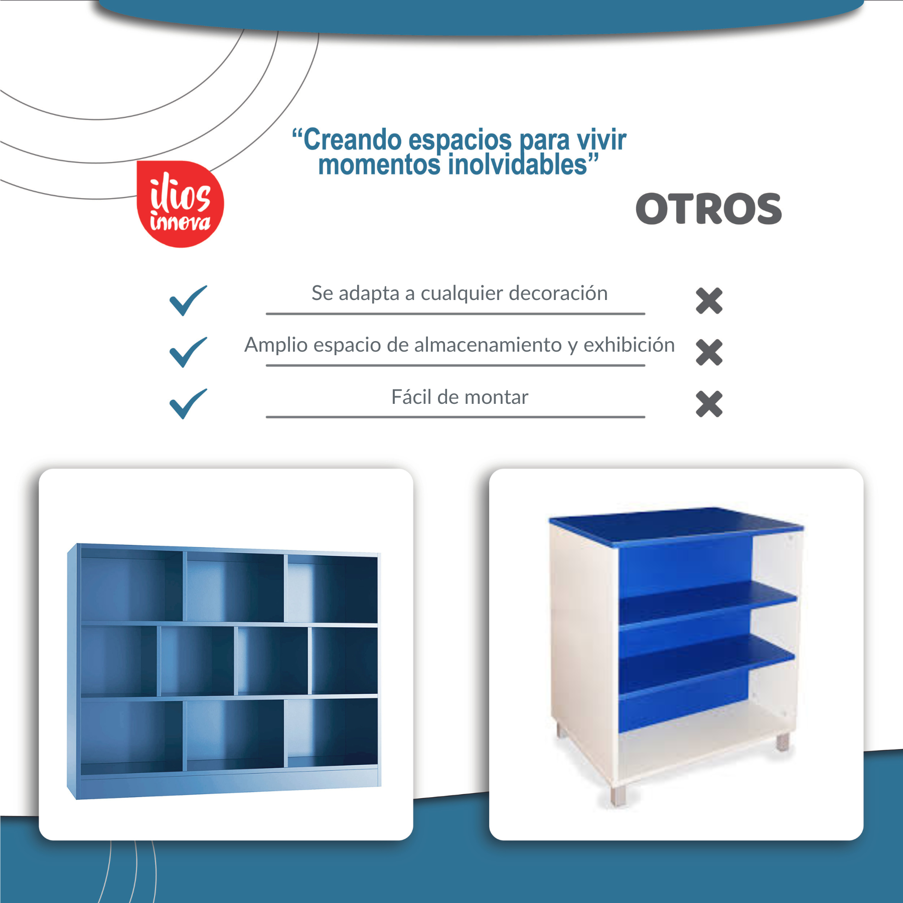 Ilios Innova Organizador de 10 Cubos, librero para Sala, Estancia, Oficina o estudio Estante Multifuncional Elegante librero minimalista. 