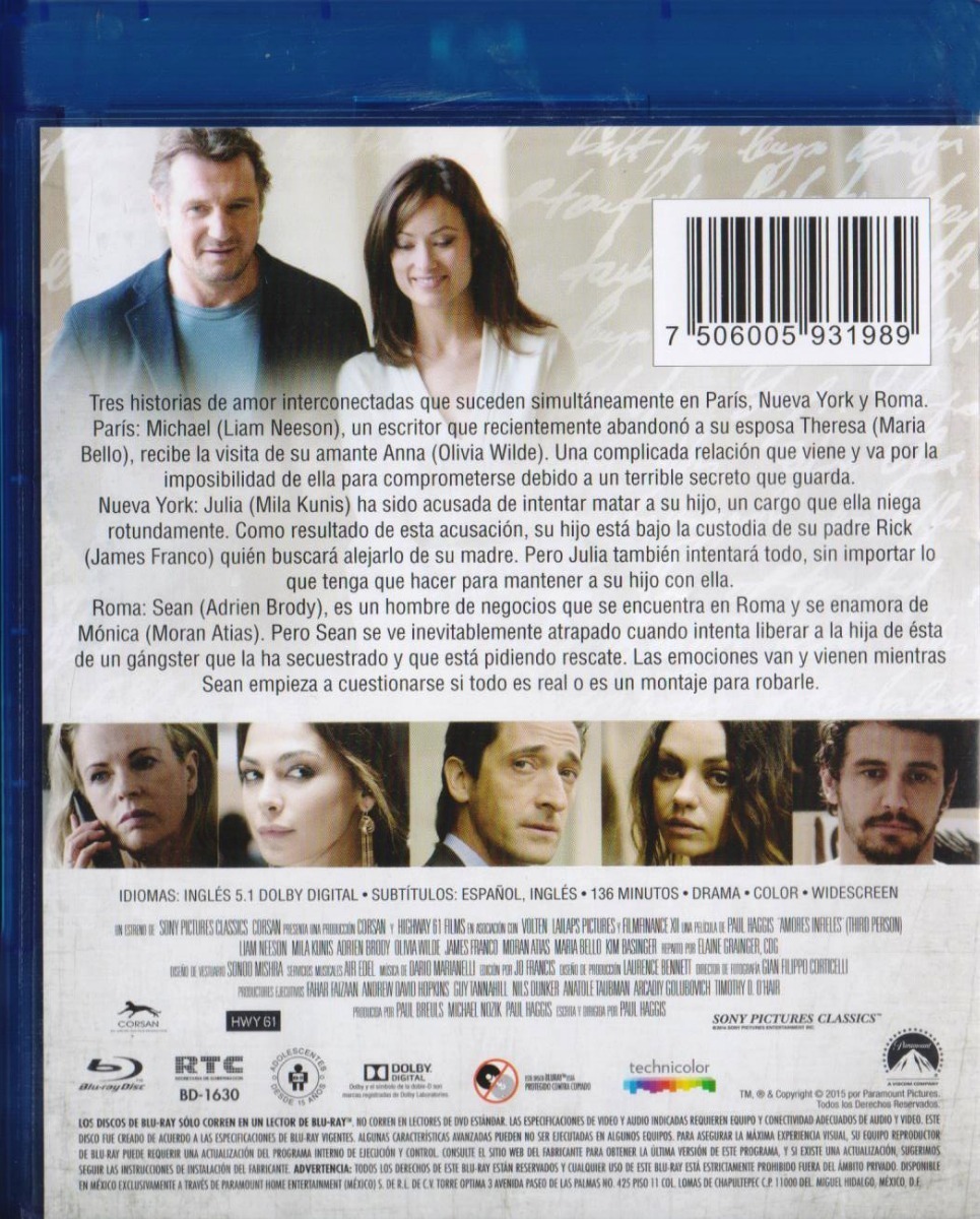 Amores Infieles Liam Neeson Pelicula Blu-ray