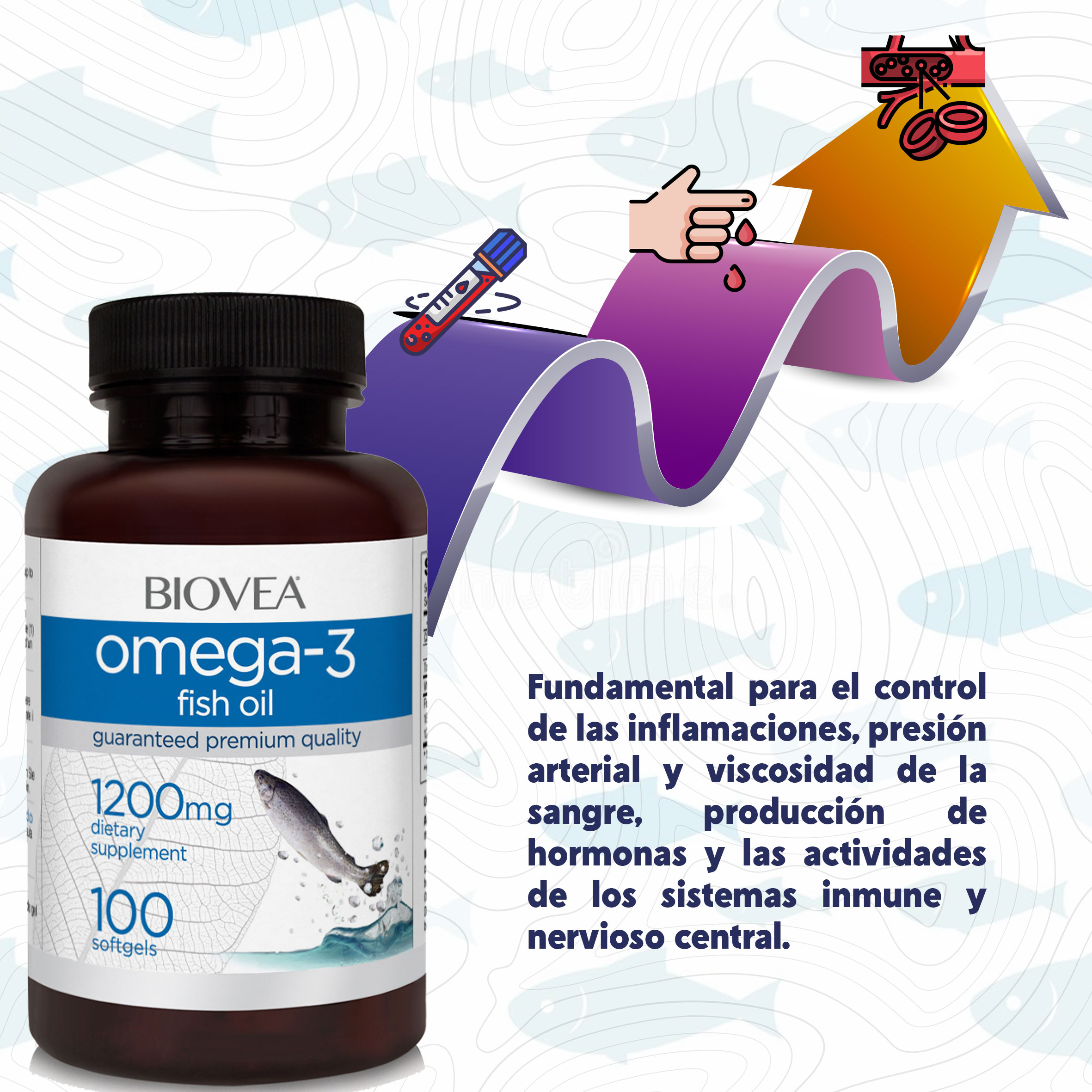 Biovea Aceite de pescado omega-3 1200mg 100 cápsulas