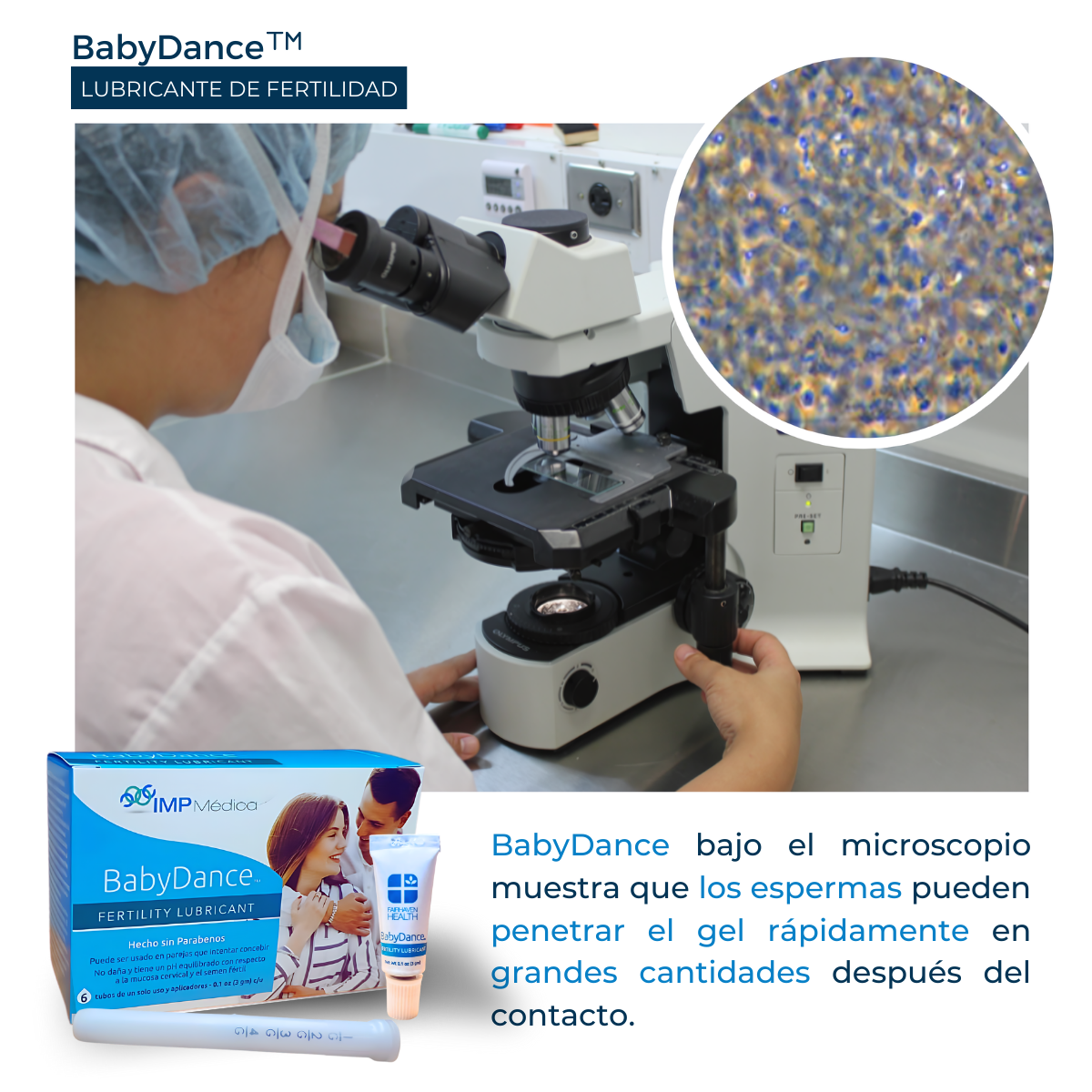 BabyDance Lubricante de Fertilidad. Único gel vaginal, SIN PARABENOS que estimula la fertilidad de ambos cuando buscan embarazo.