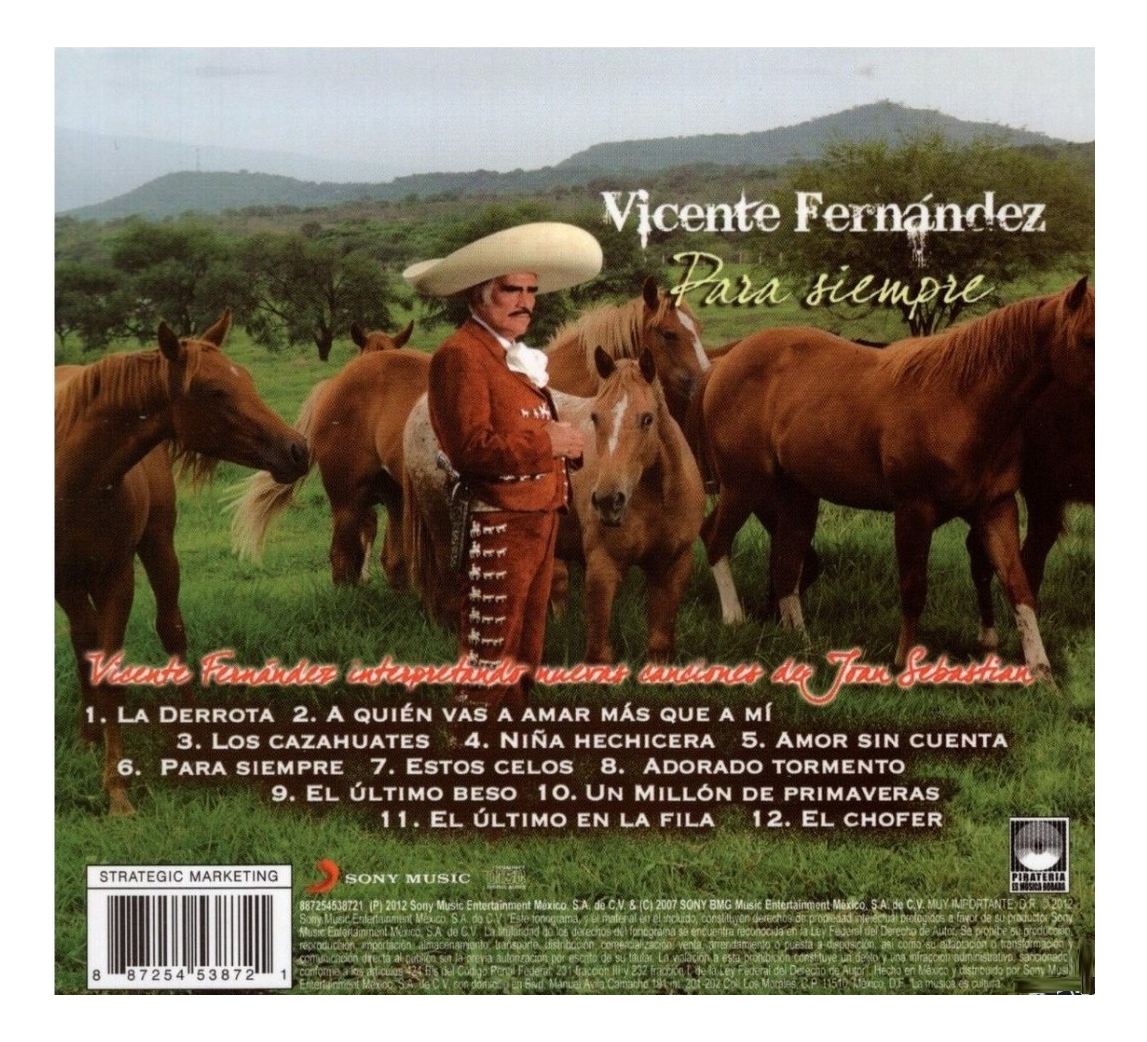 Vicente Fernandez - Para Siempre - Disco Cd (12 Canciones).