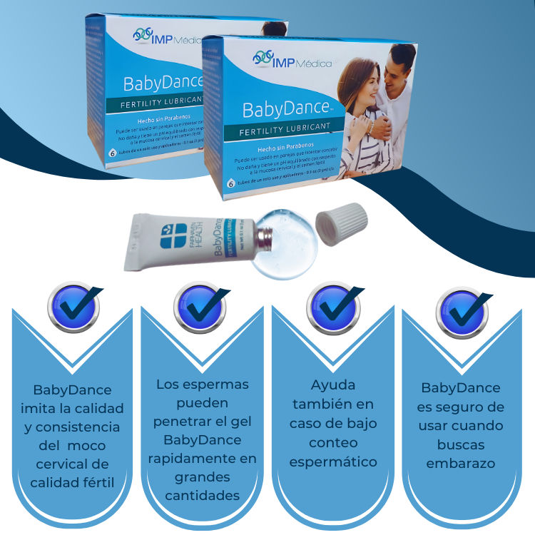 BabyDance Lubricante de Fertilidad. Único gel vaginal, SIN PARABENOS que estimula la fertilidad de ambos cuando buscan embarazo.
