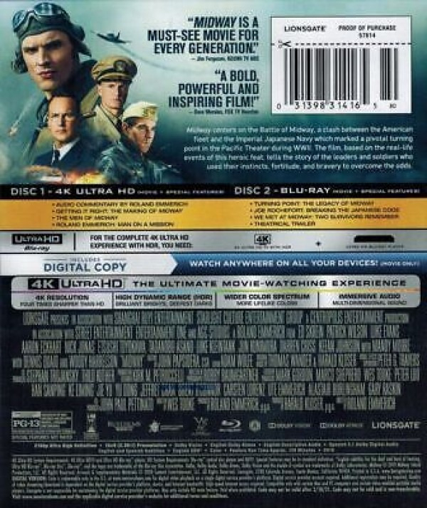 Midway Batalla En El Pacifico 2019 Pelicula Dvd