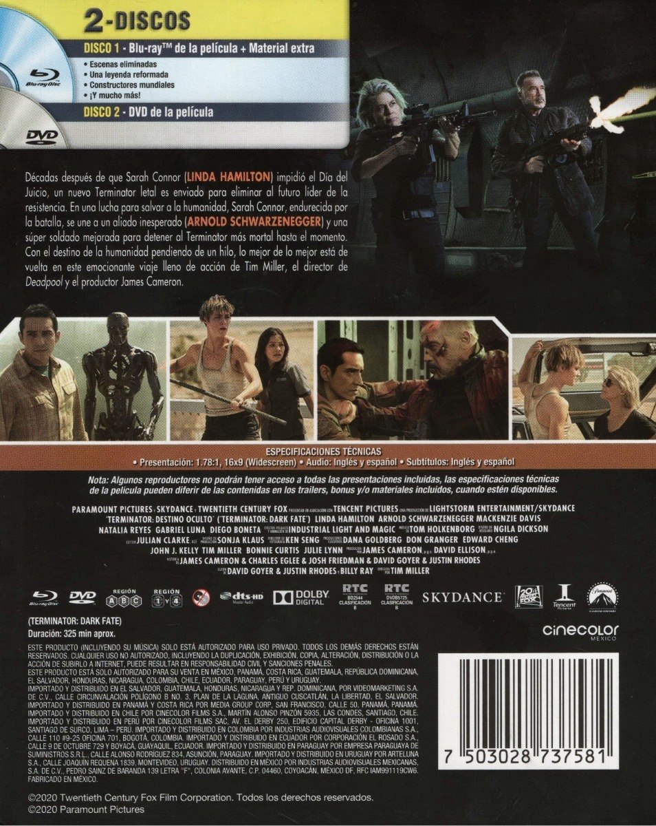 Terminator 6 Destino Oculto Steelbook Pelicula Blu-ray