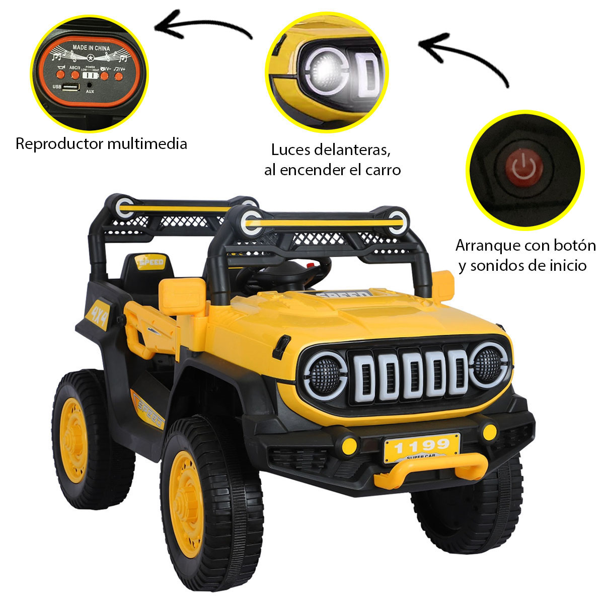 Camioneta Montable Electrico Buggy 12V SH-1199 Amarillo