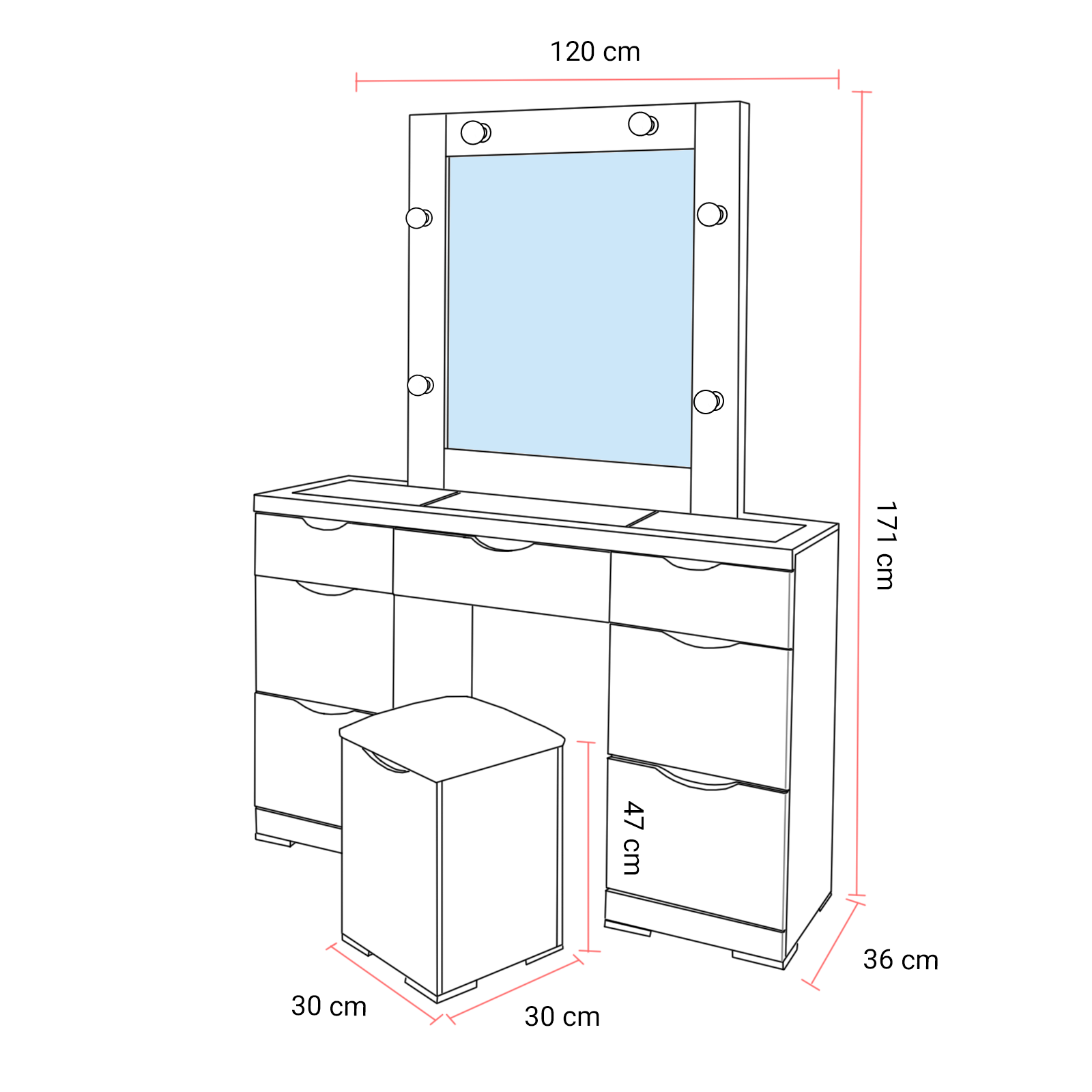 TOCADOR KARDASHIAN COLOR BLANCO MOBELO - ENTREGA UNICAMENTE EN CDMX, QUERÉTARO, PACHUCA, TOLUCA Y SUS ÁREAS METROPOLITANAS