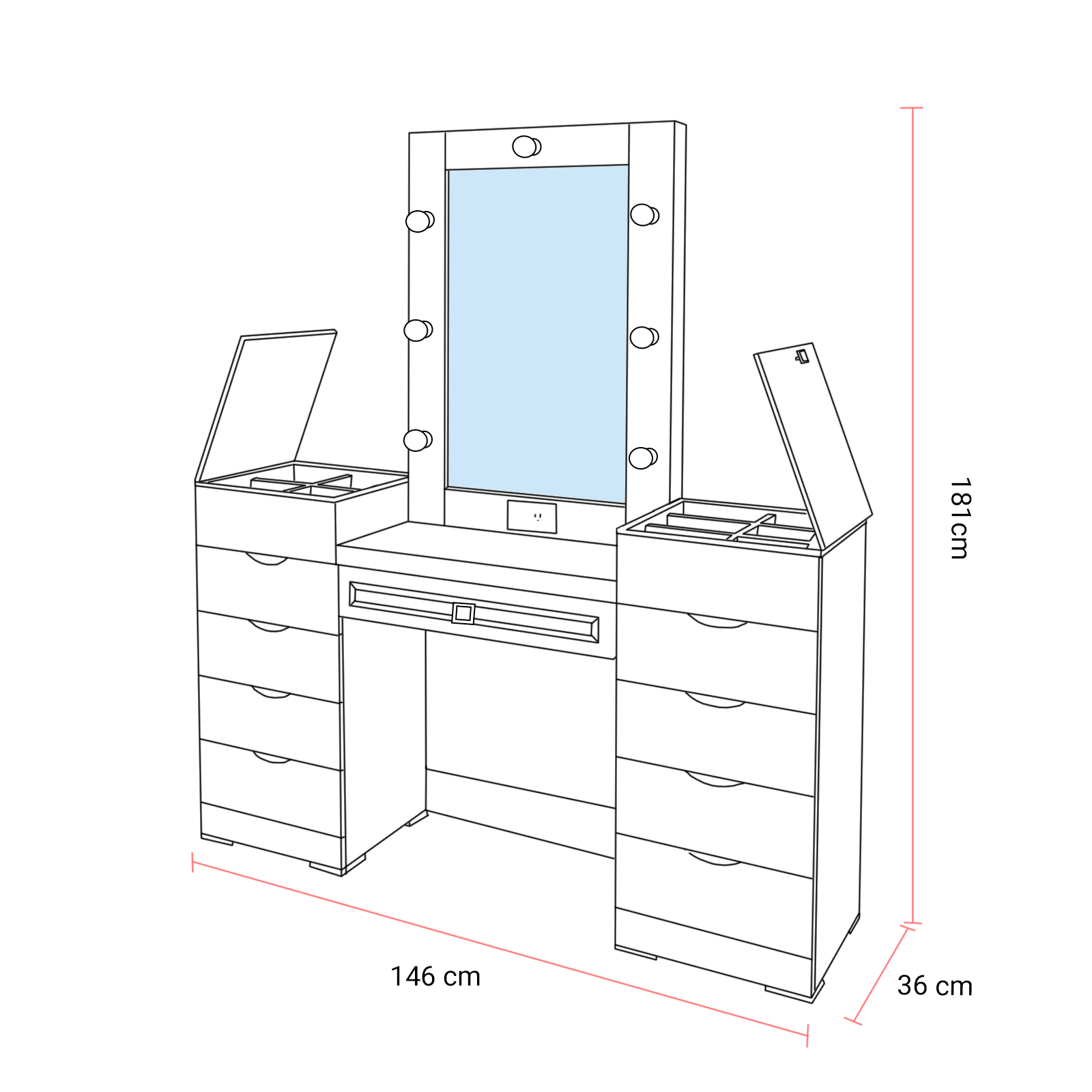 TOCADOR PLATINUM COLOR BLANCO MOBELO -ENTREGA UNICAMENTE EN CDMX, QUERÉTARO, PACHUCA, TOLUCA Y SUS ÁREAS METROPOLITANAS