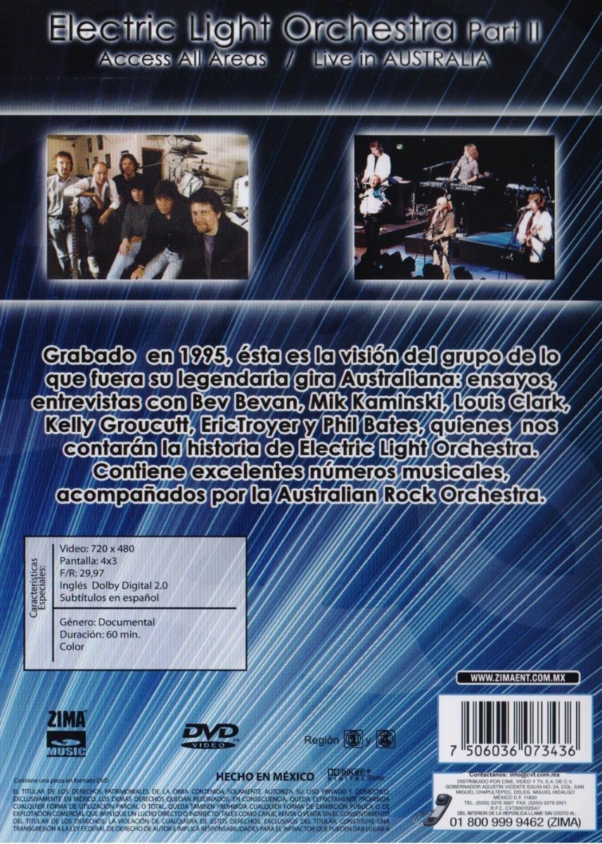 Elo Parte 2 Access All Areas Live In Australia Concierto Dvd