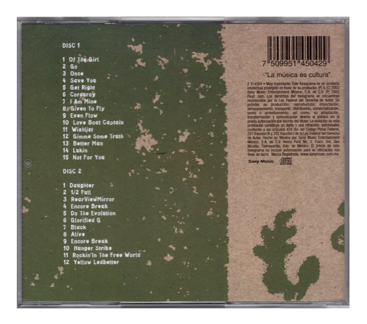 Pearl Jam - México 2003 - 2 Discos Cd (27 Canciones)